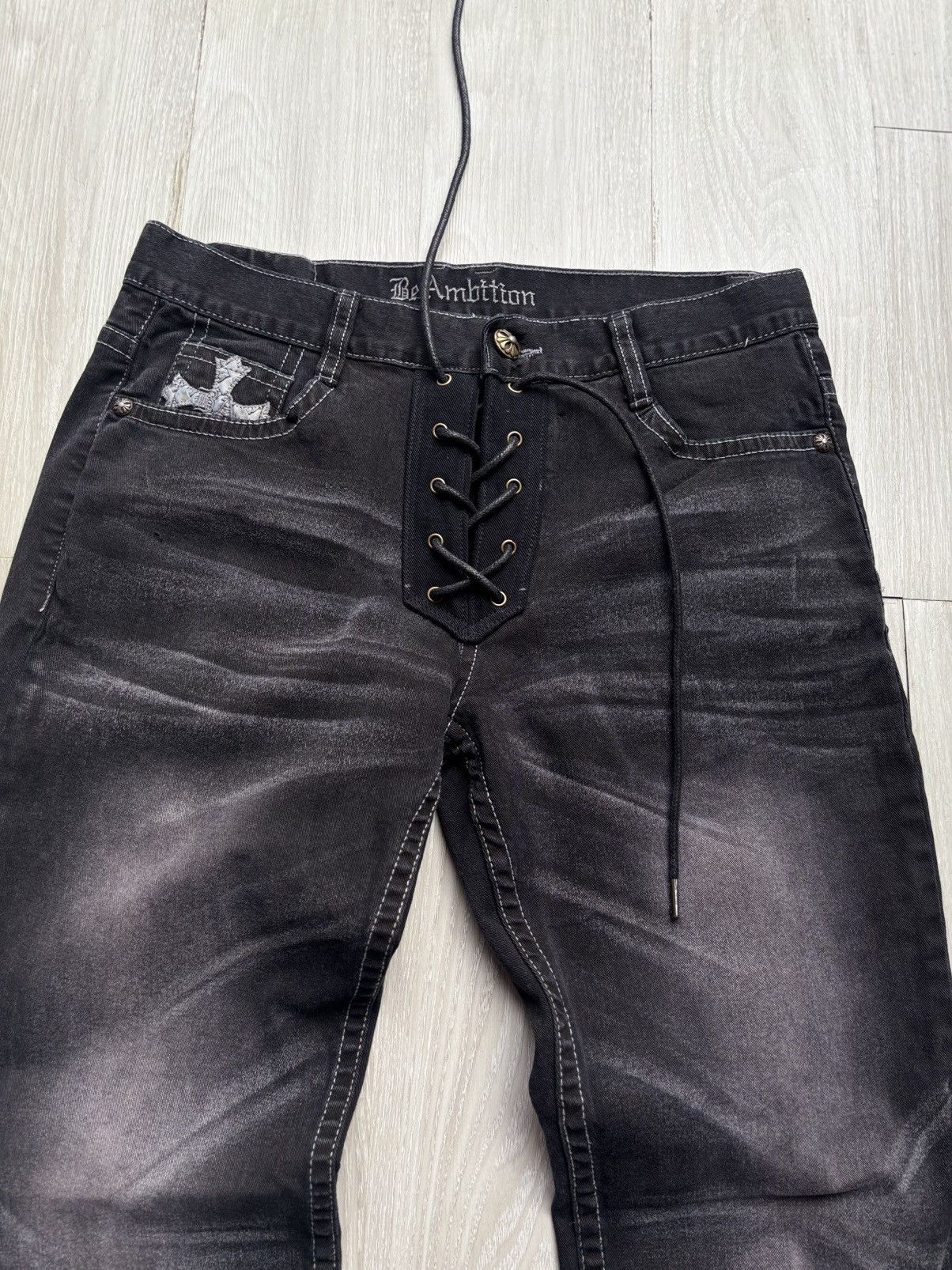 Japanese Brand Re ambition lace-up baggy jeans Size US 30 / EU 46 - 2 Thumbnail