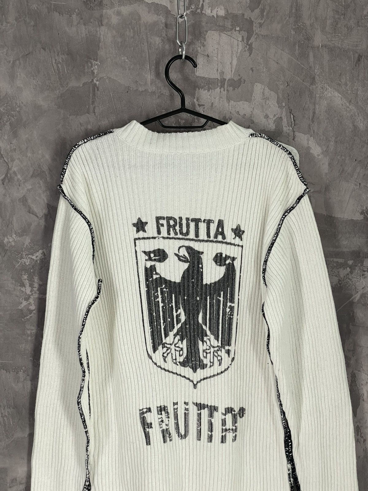 Diesel × If Six Was Nine × Le Grande Bleu (L.G.B.) 00s Japan Painted Knit Ribbed Sweater Maison Margiela Style Size M / US 6-8 / IT 42-44 - 2 Thumbnail