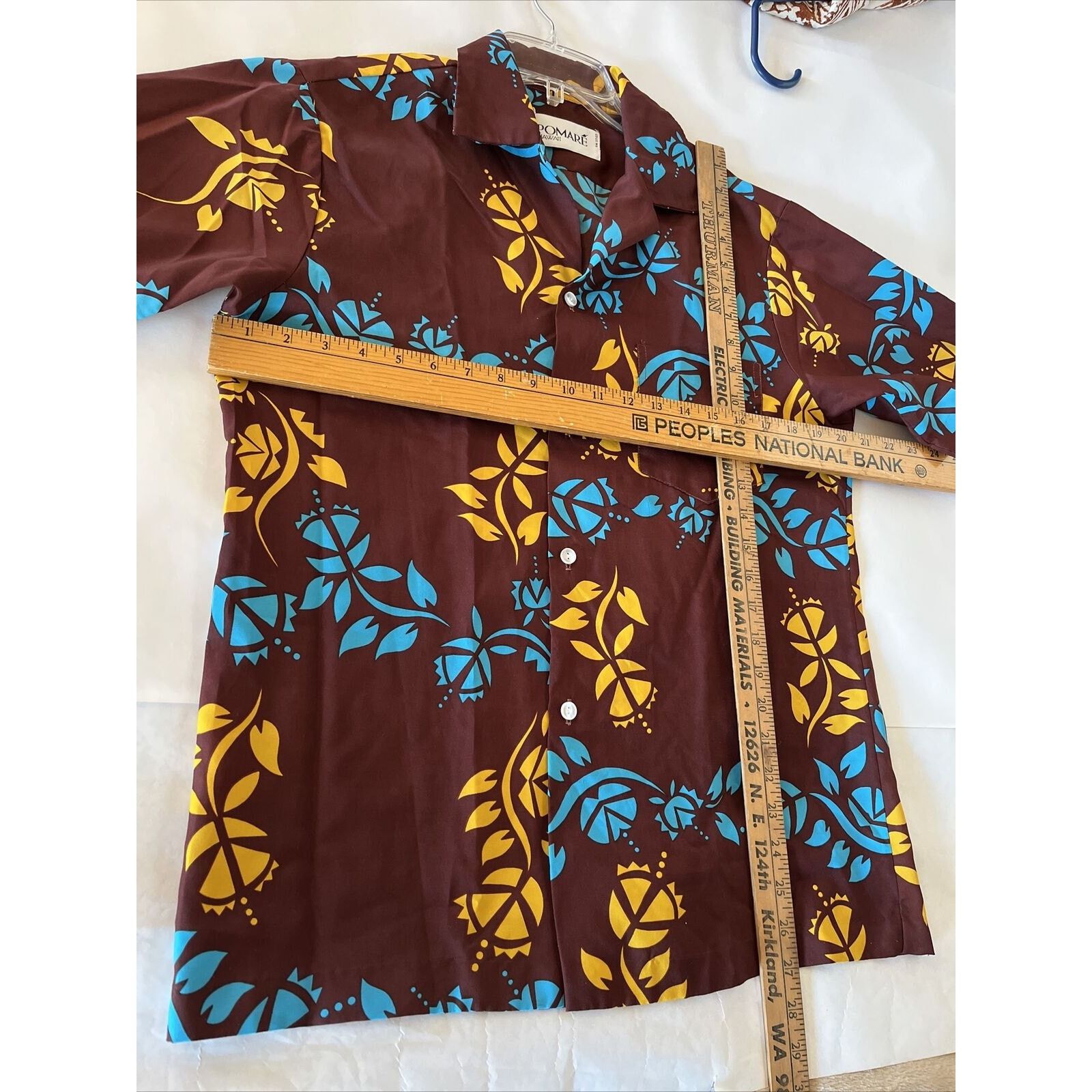 Other Pomare Vintage Men’s M Brown Floral Polyester Hawaiian Shirt Size US M / EU 48-50 / 2 - 13 Thumbnail