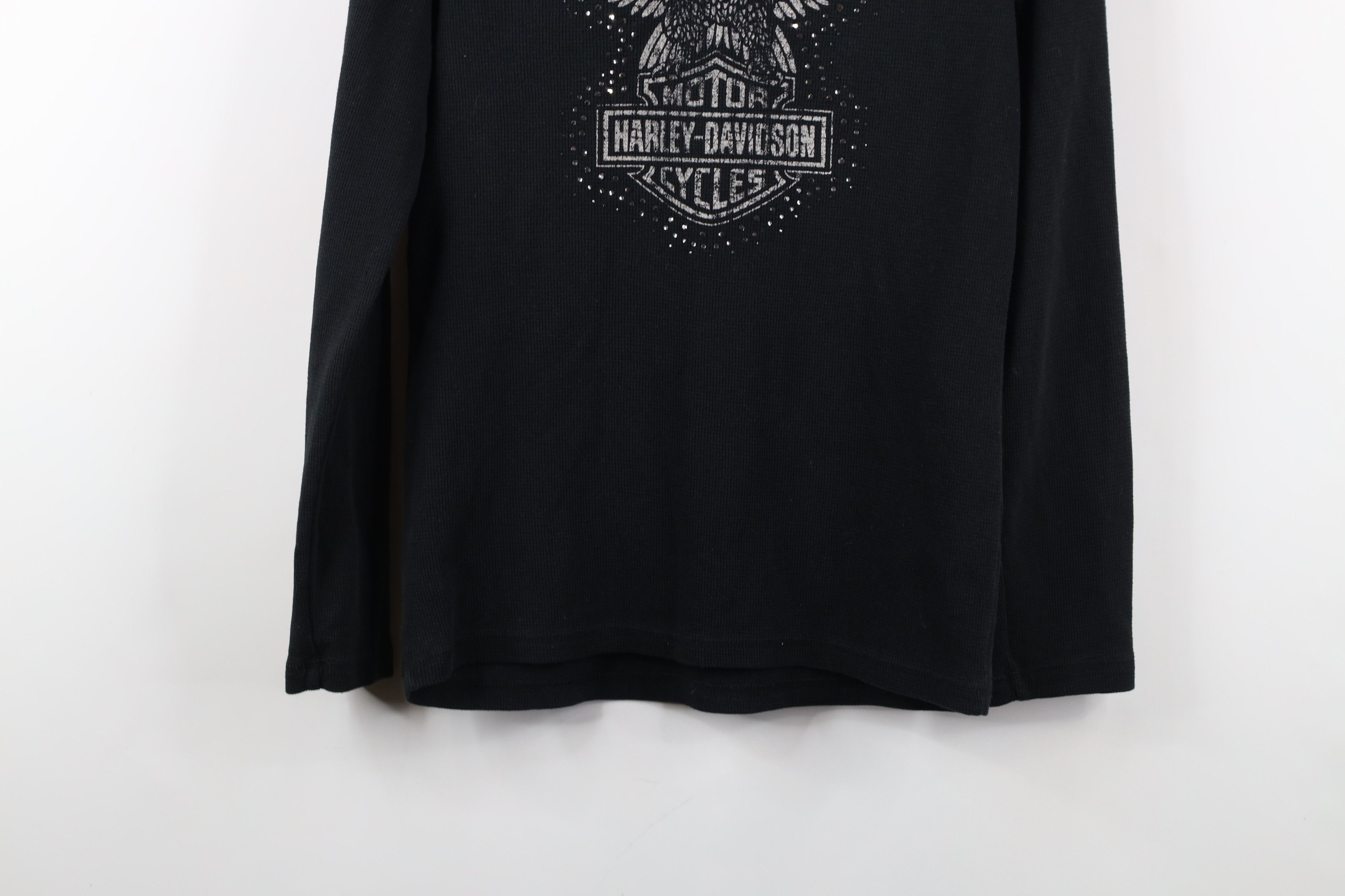 Harley Davidson × Vintage Vintage Y2K Harley Davidson Waffle Knit Henley T-Shirt Size M / US 6-8 / IT 42-44 - 14 Thumbnail
