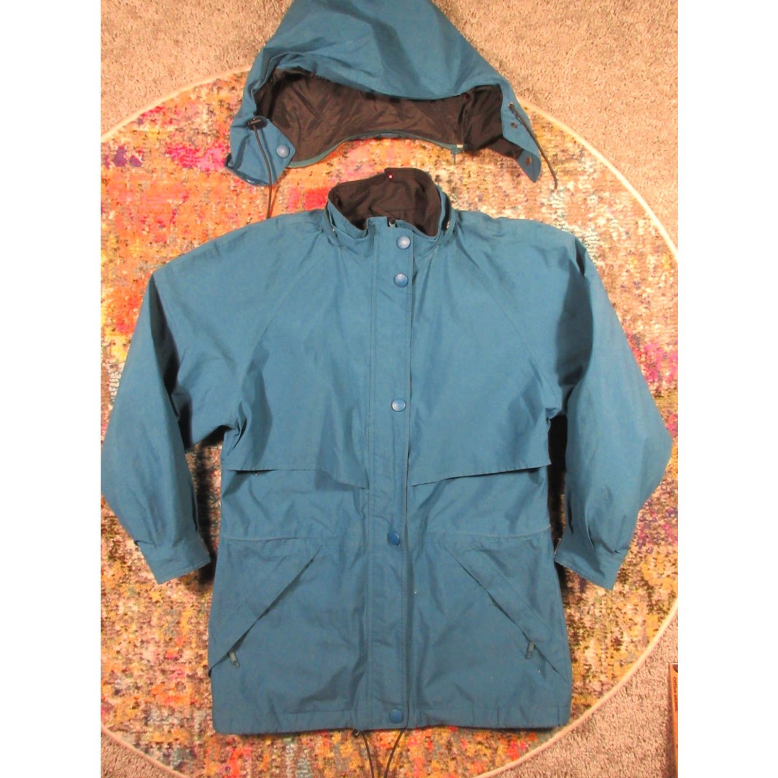 Eddie Bauer VINTAGE Eddie Bauer Gore-Tex Hooded Rain Jacket Parka Womens M Teal Blue Hooded Gore-Tex 90s Outdoor Logo Jacket Size M / US 6-8 / IT 42-44 - 2 Thumbnail