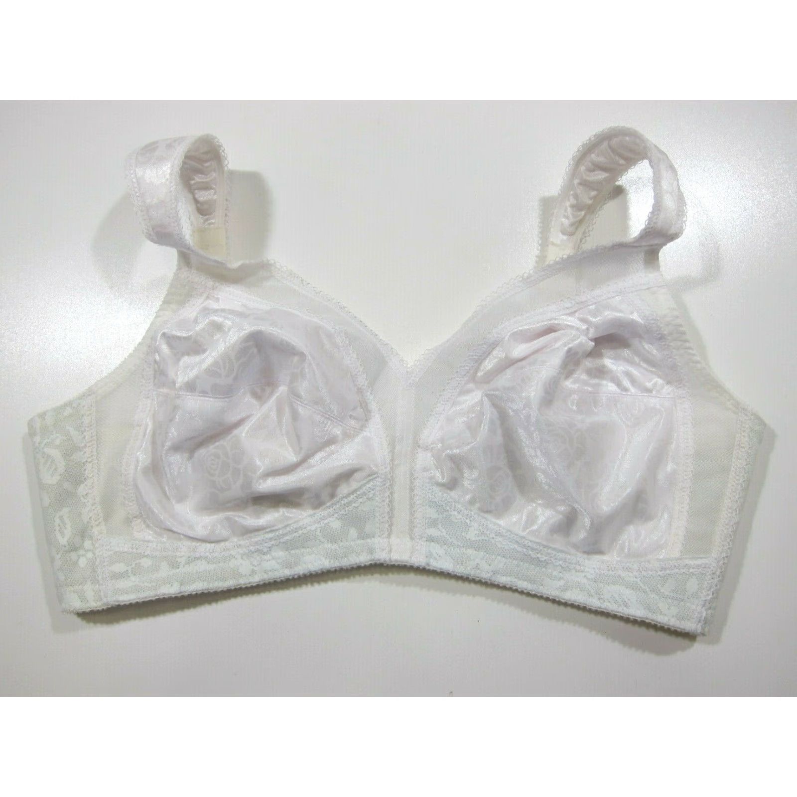 Vintage VINTAGE Playtex 18 Hour White Satin Lace Padded Wide Strap Comfort Bra 42C Size ONE SIZE - 4 Thumbnail