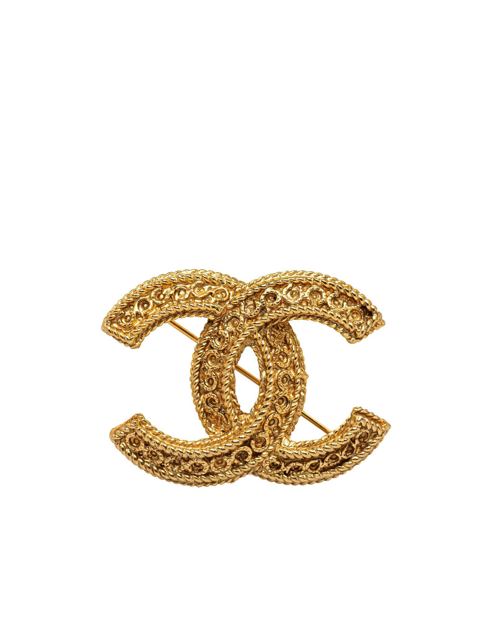 image of Chanel Gold-Tone Brooch With Back Pin Closure, Women's