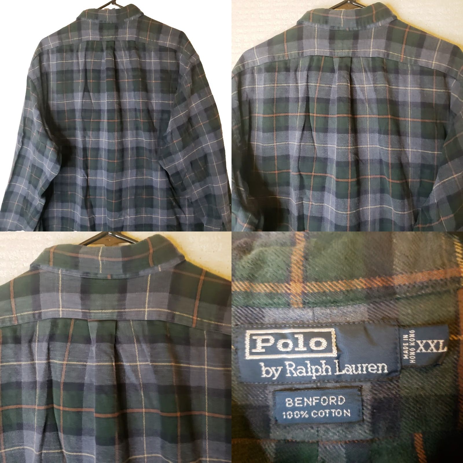 Polo Ralph Lauren POLO Ralph Lauren BENFORD Plaid Button Up Flannel Shirt XXL Gray Green 100% Cotton Mens Size US XXL / EU 58 / 5 - 8 Thumbnail