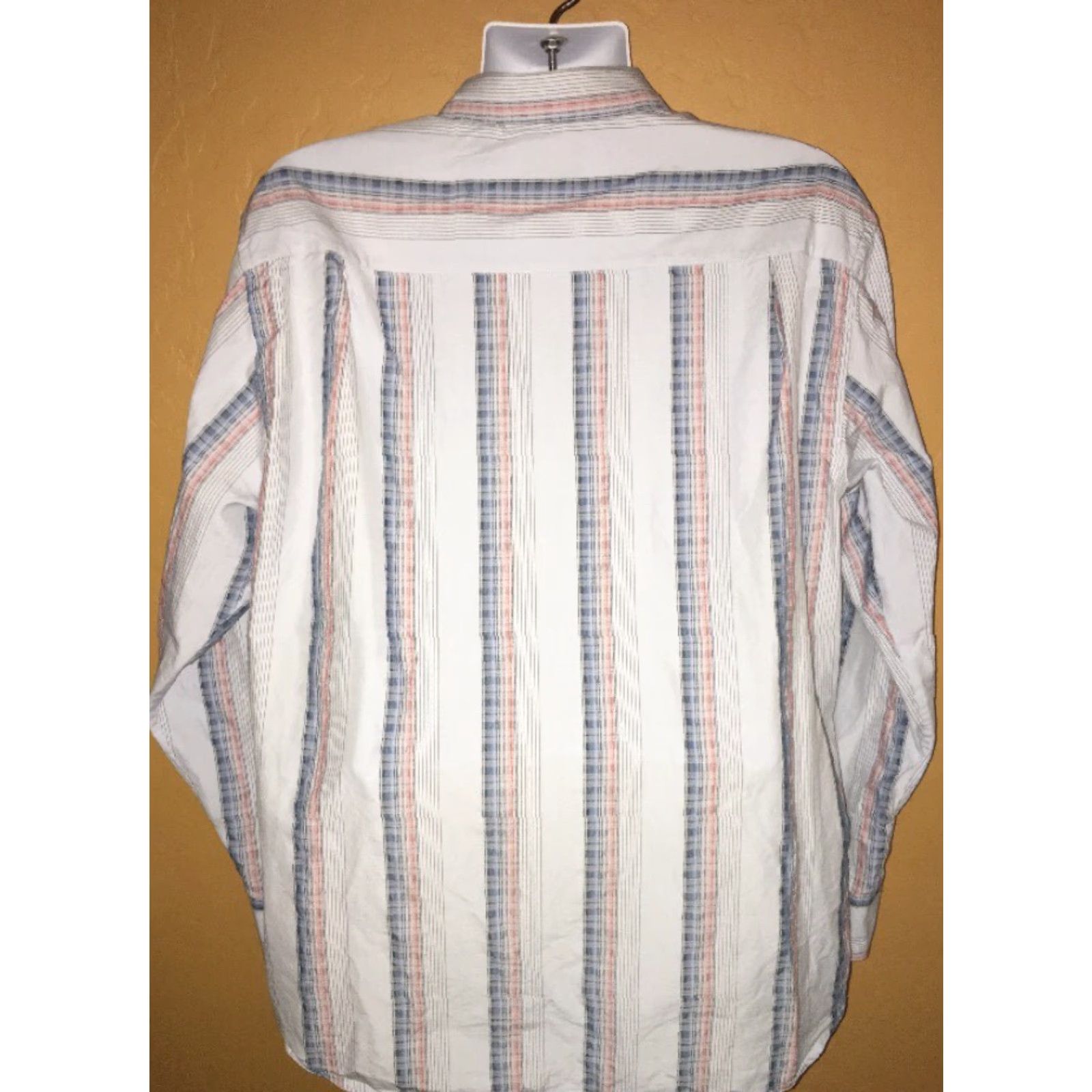 Tommy Bahama VINTAGE Tommy Bahama Shirt XL Men's Blue Long Sleeve Button-Front Silk Cotton Striped 24" Pit to Pit Size US XL / EU 56 / 4 - 4 Thumbnail