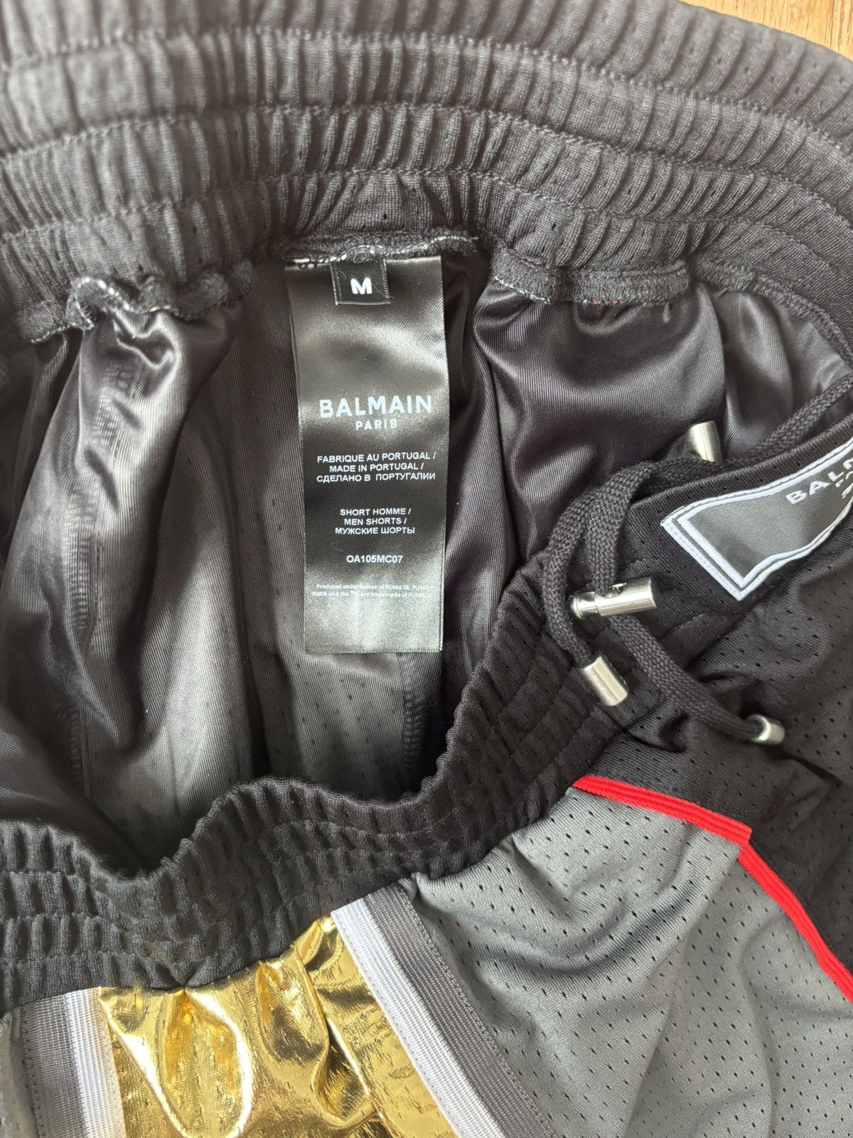 Balmain Balmain x Puma Mesh Basketball Shorts Black Gold Size M NWT Size US 33 - 3 Thumbnail