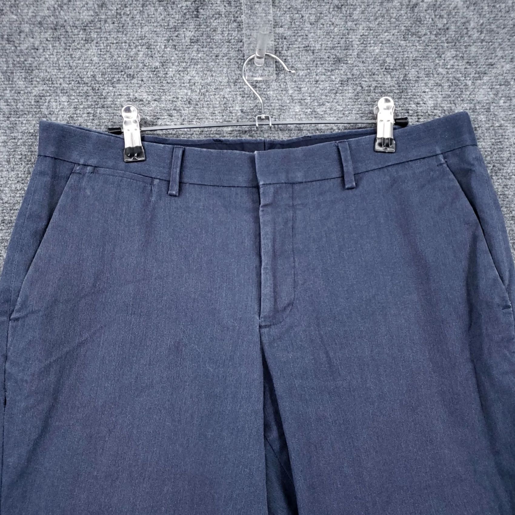 Express Express Pants Mens 32x30 Blue Innovator Mid Rise Dress Slacks Straight Stretch Size US 32 / EU 48 - 3 Thumbnail