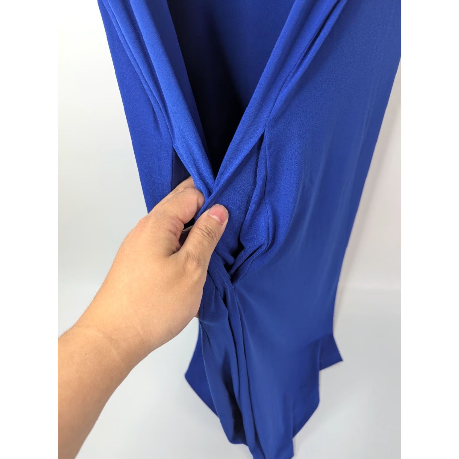 Vintage Susan Graver Dress 2X Royal Blue Liquid Knit Stretchy Slinky Casual Swing Size XXL / US 16-18 / IT 52-54 - 2 Thumbnail