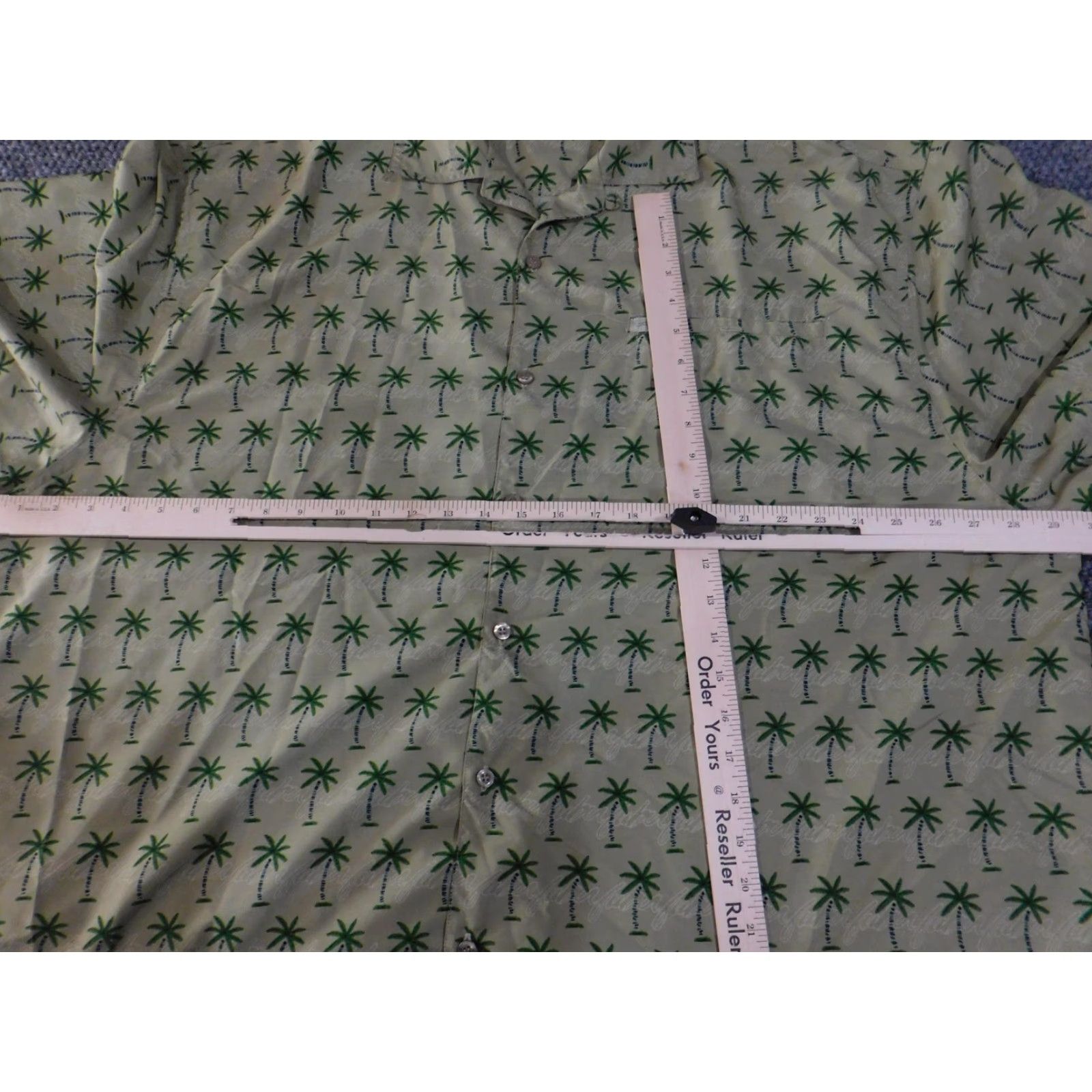 Fubu FUBU Shirt Mens 3XL Beige Green Palm Tree Hawaiian Aloha Button Up Short Sleeve Shirt Size US XXL / EU 58 / 5 - 5 Thumbnail
