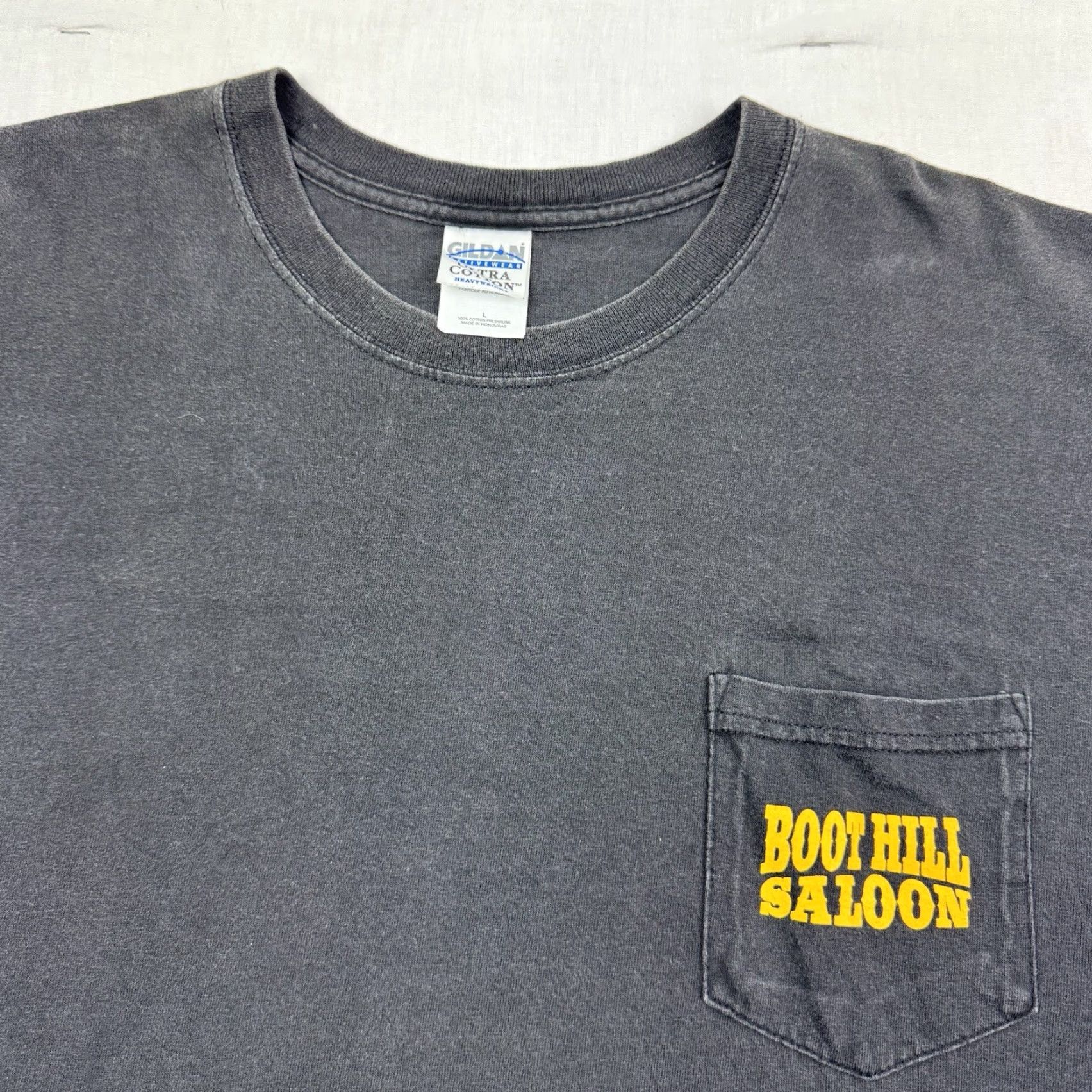 Gildan VINTAGE Boothill Saloon T Shirt Adult Large Biker Motorcycle 90s Y2K 2002 Black Mens Regular Fit Gildan Brand Size US L / EU 52-54 / 3 - 5 Thumbnail