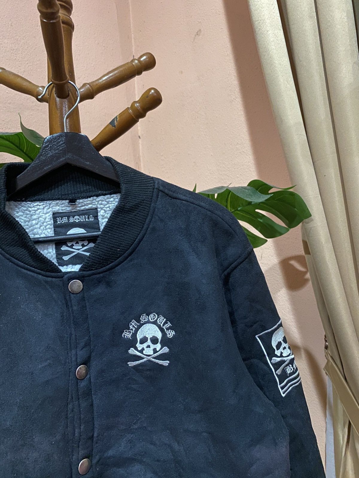 Japanese Brand BM SOULS Black Varsity Skull Jacket Sherpa Streetwear Punk Size US L / EU 52-54 / 3 - 6 Thumbnail