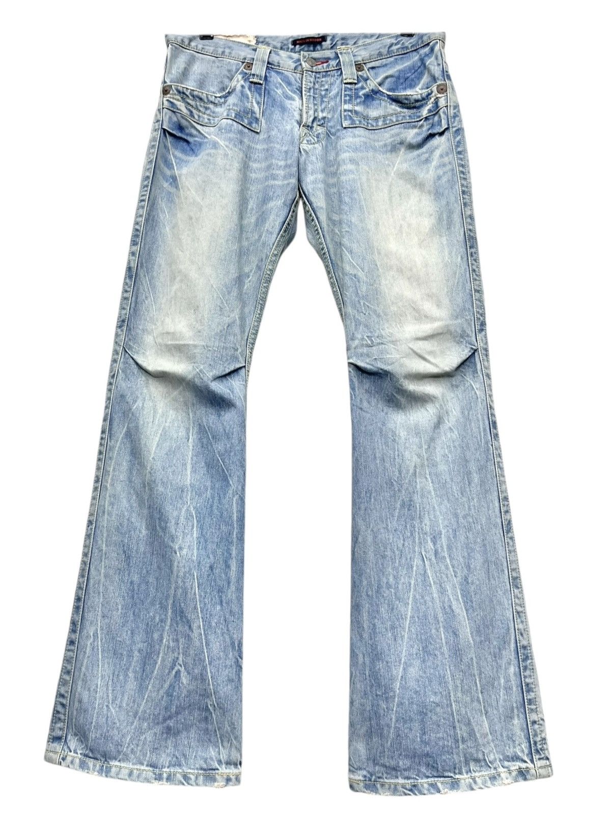 🔥LIGHT ACID WASH Clawmark Whisker Distressed Lowrise FLARE