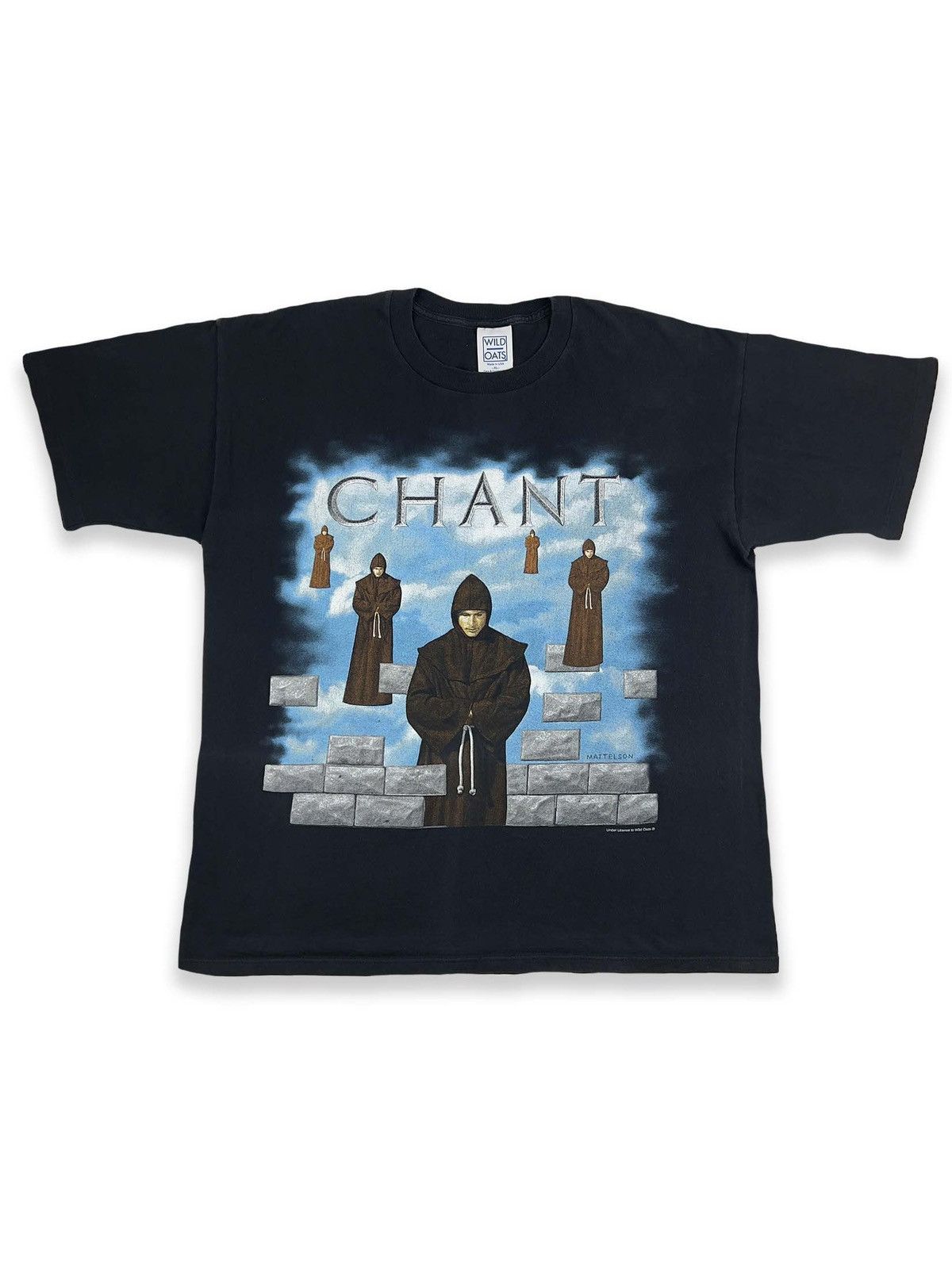 image of Band Tees x Vintage 1990's Vintage Chant Angel Monk Tee XL in Black, Men's