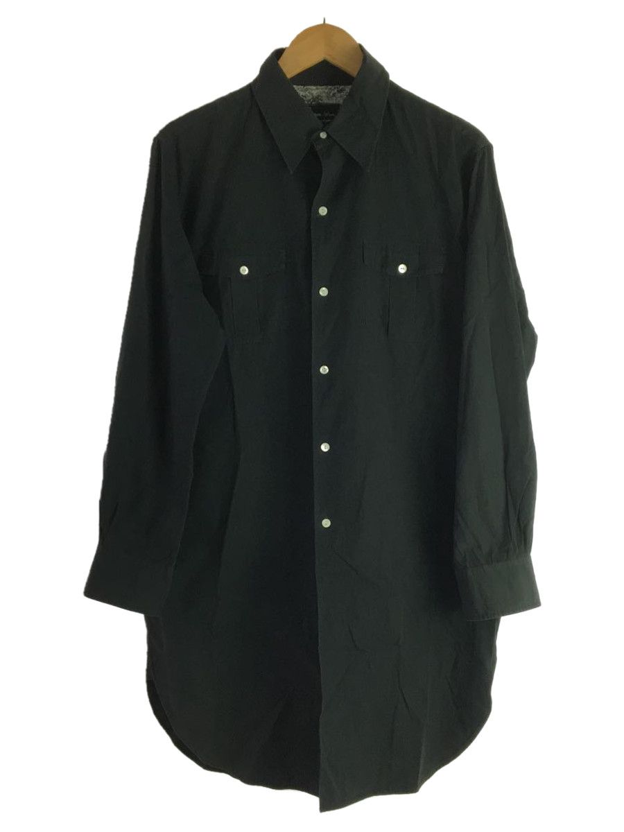Shirt Black Long Button Cotton Plain