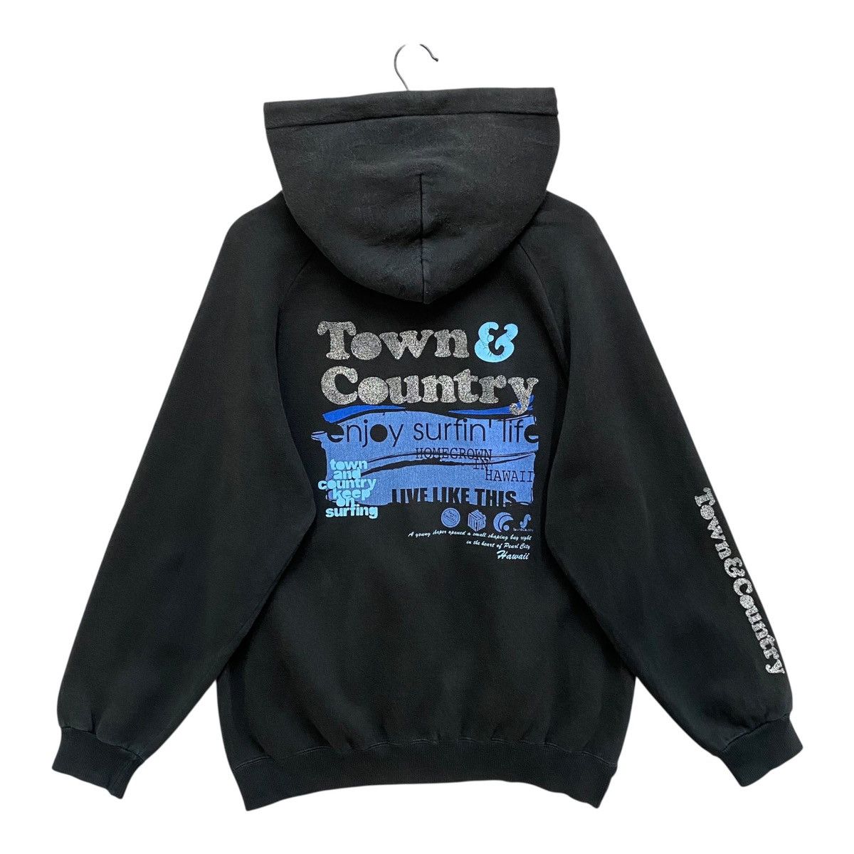 Vintage Vintage Town & Country Surf Hoodie Y2K Surf Style Black M Size US M / EU 48-50 / 2 - 5 Thumbnail