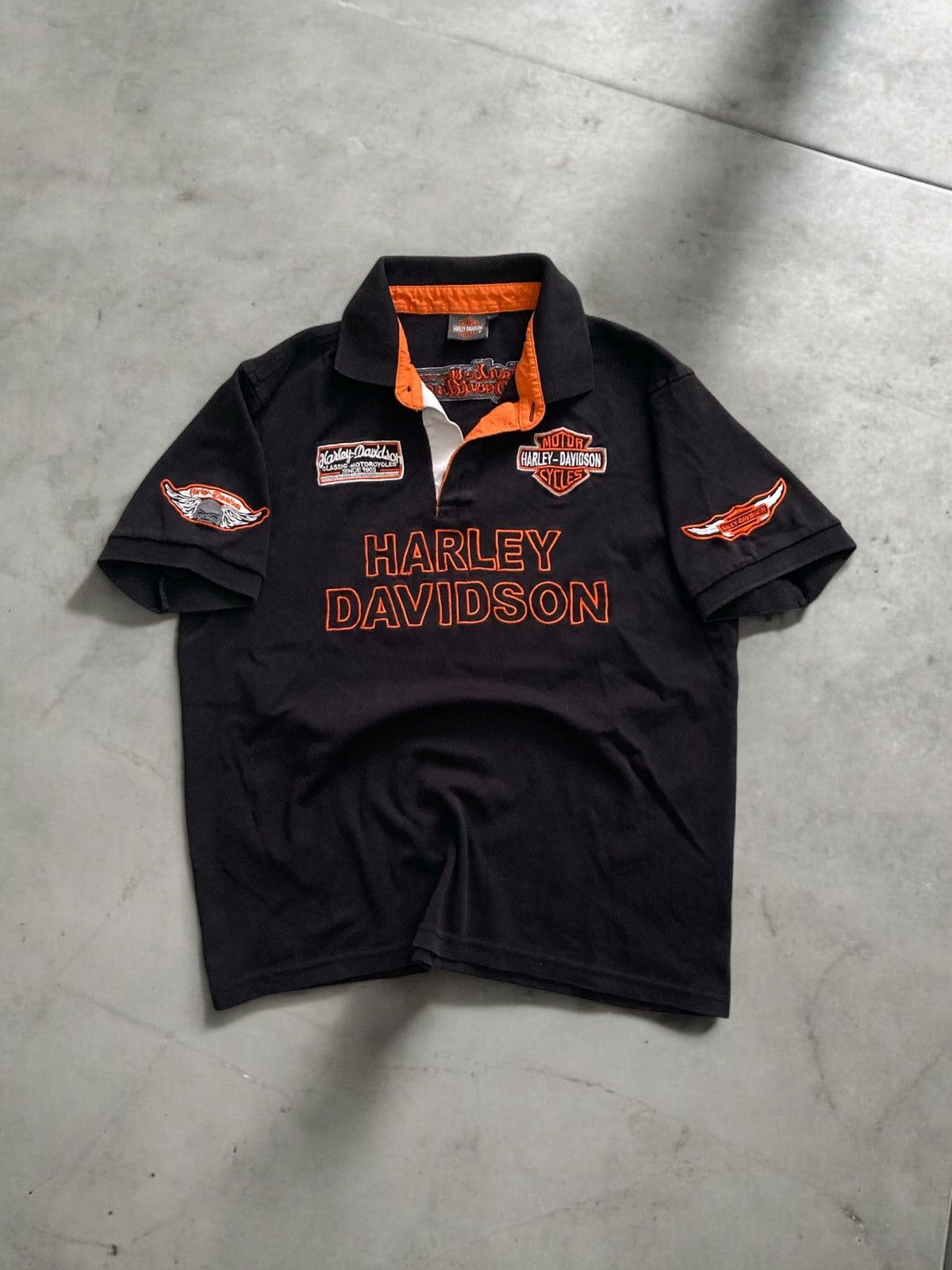 Harley Davidson × Vintage Vintage 90’s harley davidson polo tshirt M y2k racing drip Size US M / EU 48-50 / 2 - 1 Thumbnail