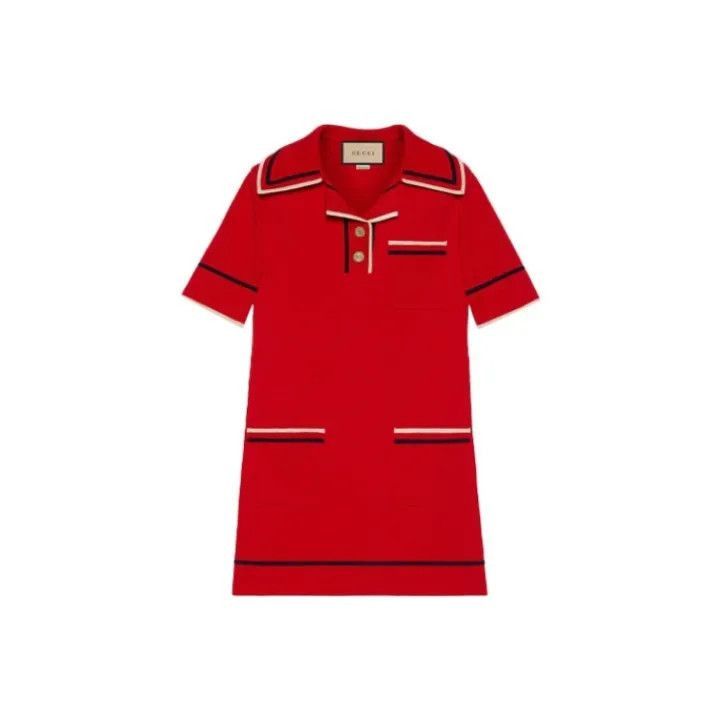 Gucci Gucci Red A-Line Knit Dress for Women-2507 Size XS / US 0-2 / IT 36-38 - 7 Thumbnail