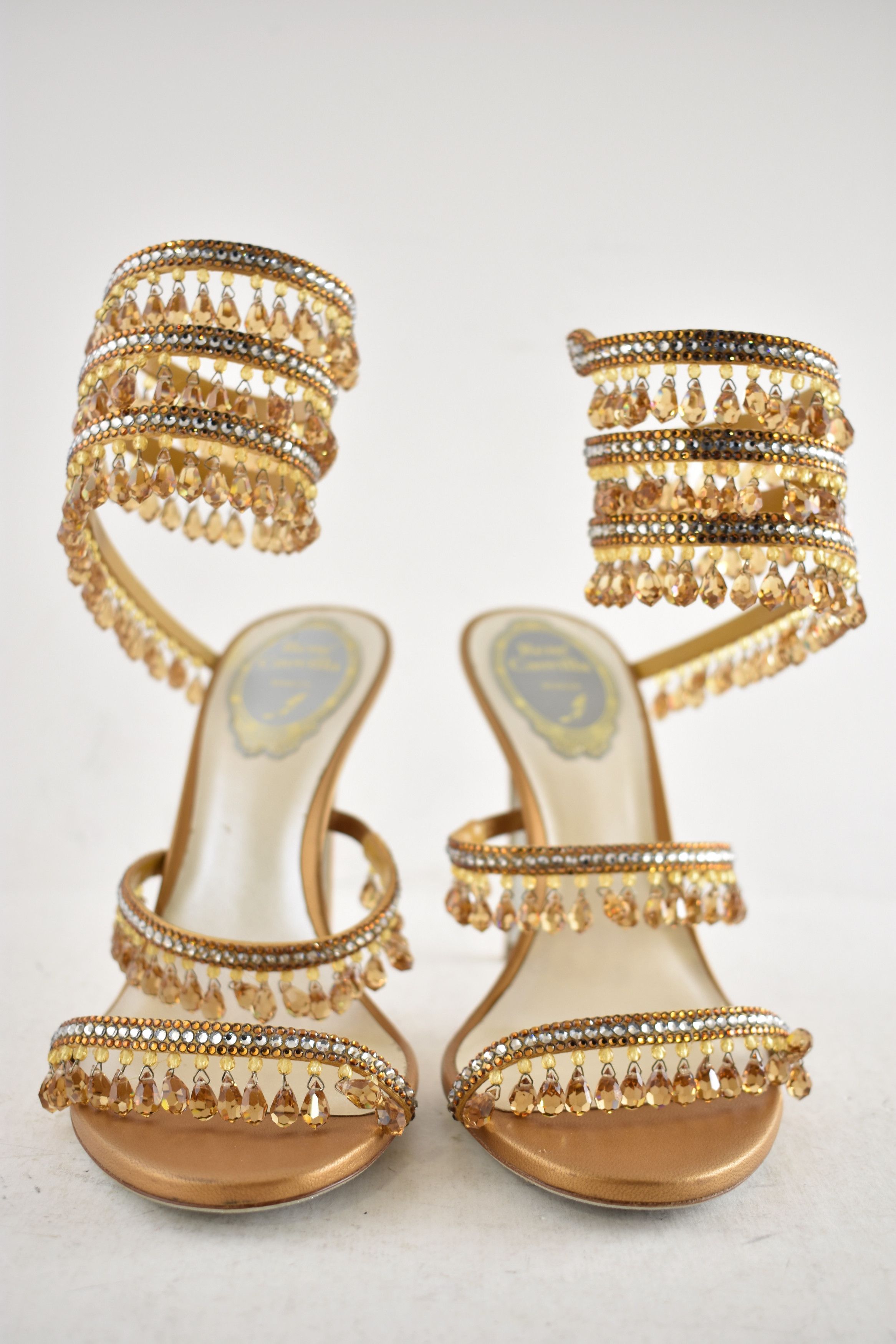 Rene Caovilla Chandelier Amber Strappy Ankle Wrap Sandal Heel Pump 36 Size US 6 / IT 36 - 9 Thumbnail