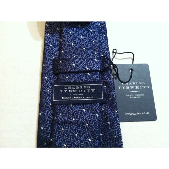 Charles Tyrwhitt CHARLES TYRWHITT MENS NEW BLUE 100%SILK TIE WIDTH: 3 1/4" Size ONE SIZE - 3 Thumbnail