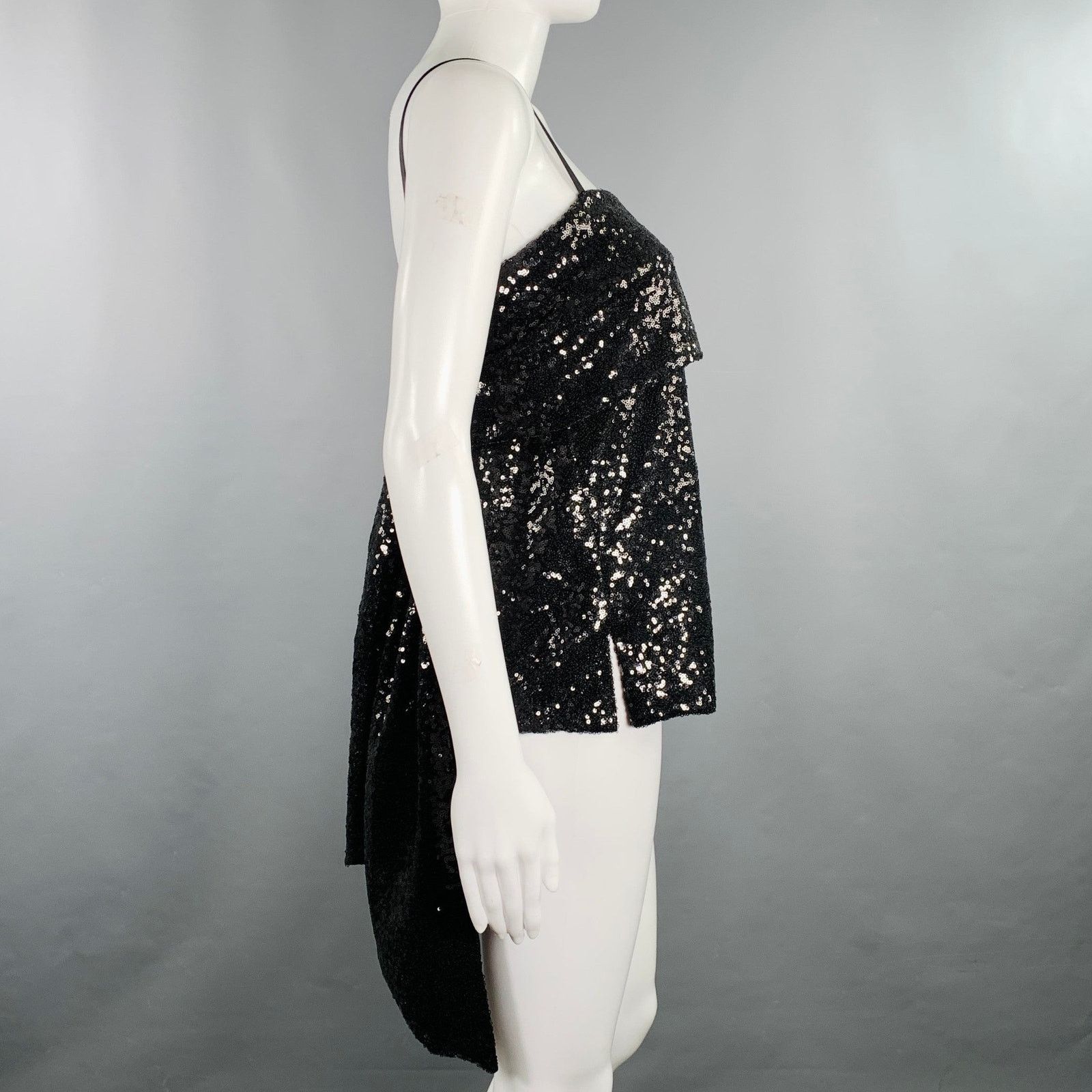 Prabal Gurung Size 0 Black Polyester Sequined Draped Dress Top Size XS / US 0-2 / IT 36-38 - 3 Thumbnail
