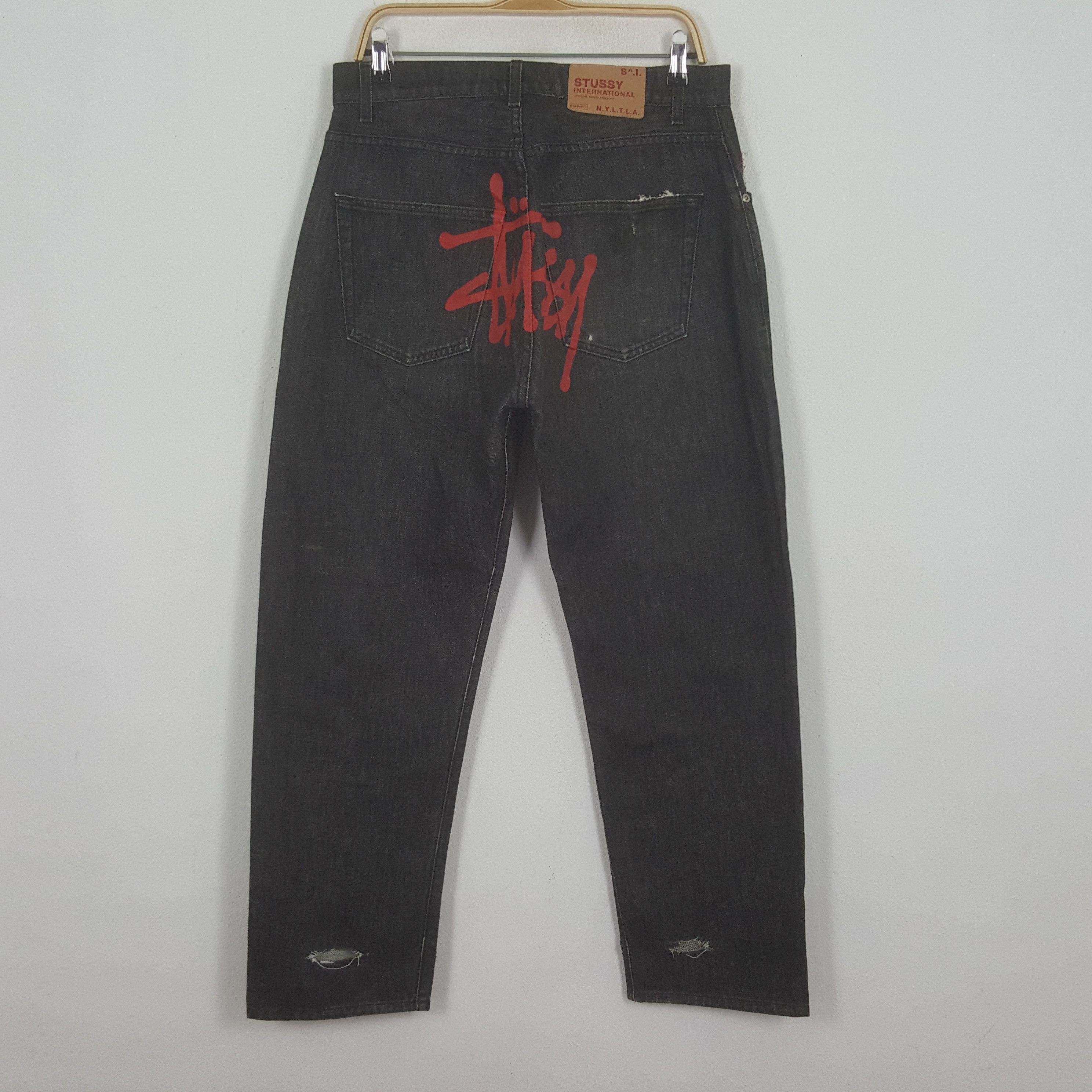 Vintage Stussy USA Custom Art Big Logo Denim Jeans
