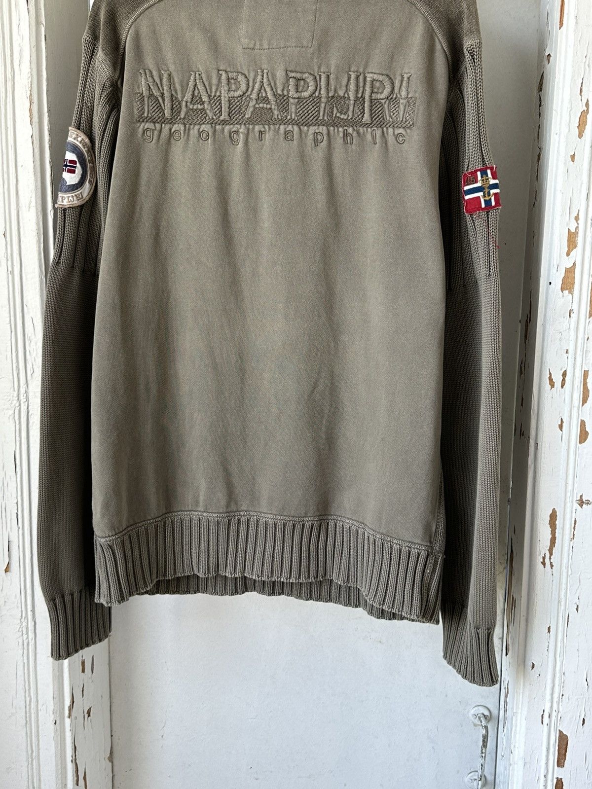 Napapijri × Vintage Vintage Napapijri Khaki Bondage Jumper Size US XL / EU 56 / 4 - 9 Thumbnail