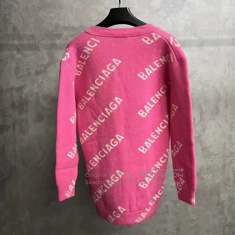 Balenciaga Balenciaga Pink letter print wool sweater knitwear Size US XS / EU 42 / 0 - 2 Thumbnail