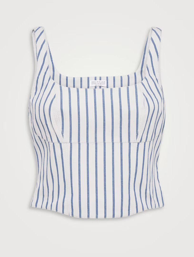 Brunello Cucinelli o1la1rc1a0425 Blouse in White/Blue Size M / US 6-8 / IT 42-44 - 1 Thumbnail