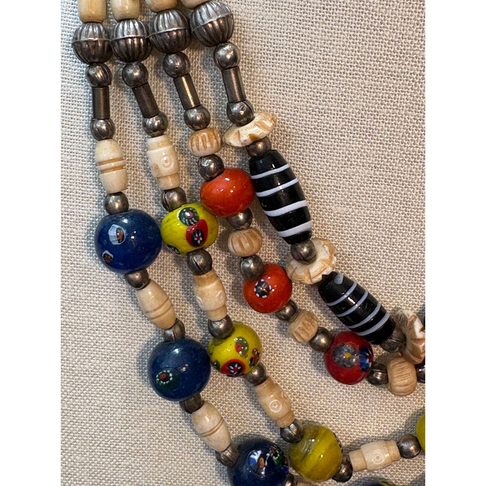 Other Multi-Strand Tribal Trade Bead Necklace Bone & Glass Beads Size ONE SIZE - 2 Thumbnail