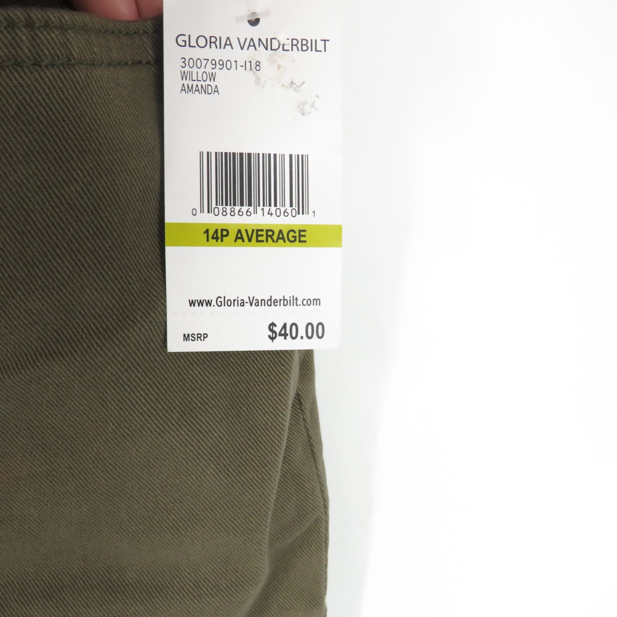 Gloria Vanderbilt Gloria Vanderbilt Women's 14P Average Willow Green Jeans NWT Size 33" - 5 Thumbnail