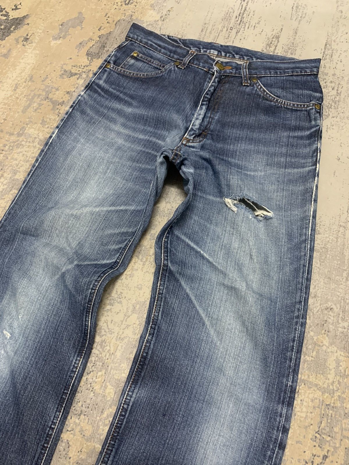 Japanese Brand Vintage Lee M.R. Indigo Blue Straight Fit Denim Pants Size US 31 - 3 Thumbnail