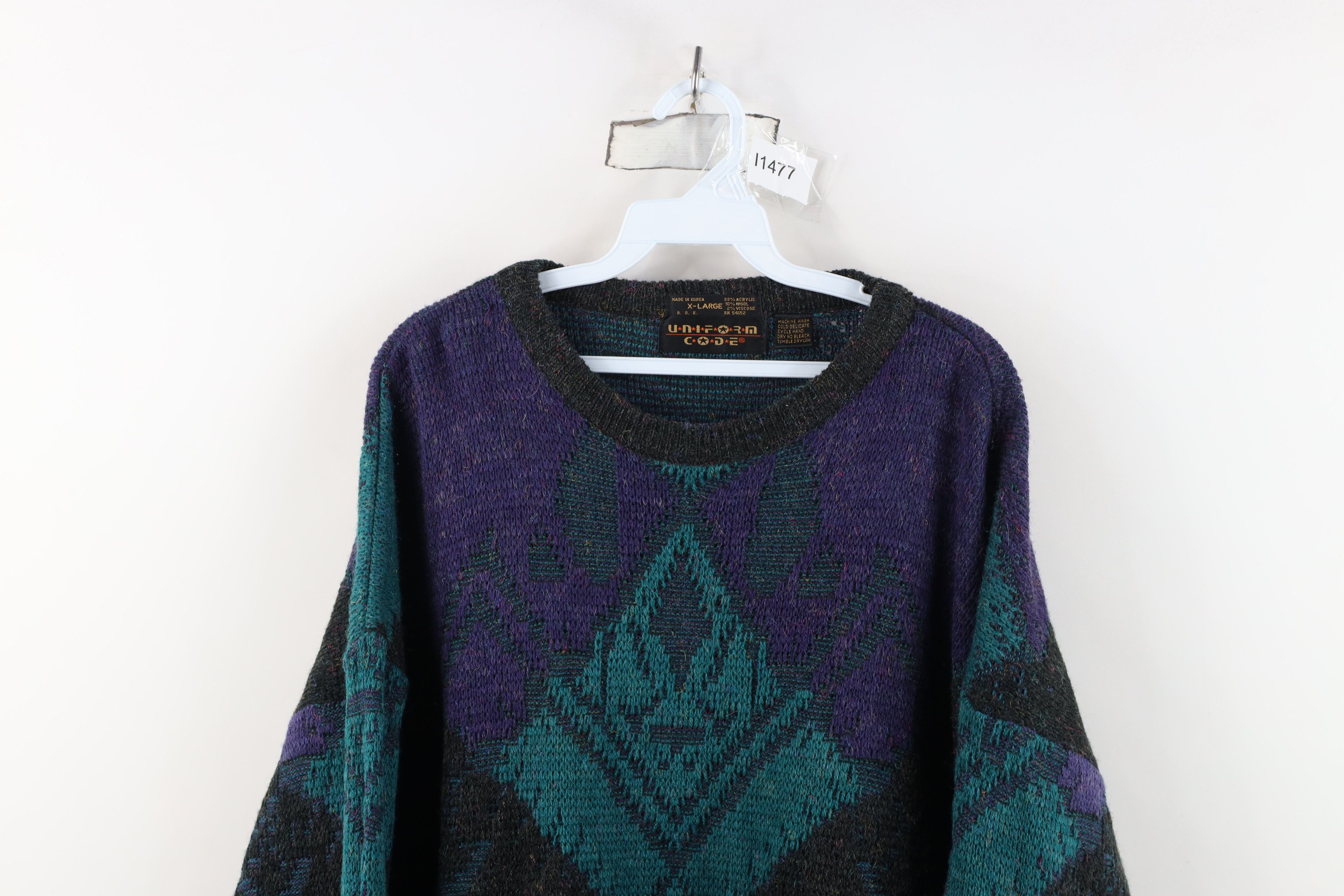 Vintage Vintage 90s Coogi Style Geometric Wool Blend Knit Sweater Size US XL / EU 56 / 4 - 2 Thumbnail