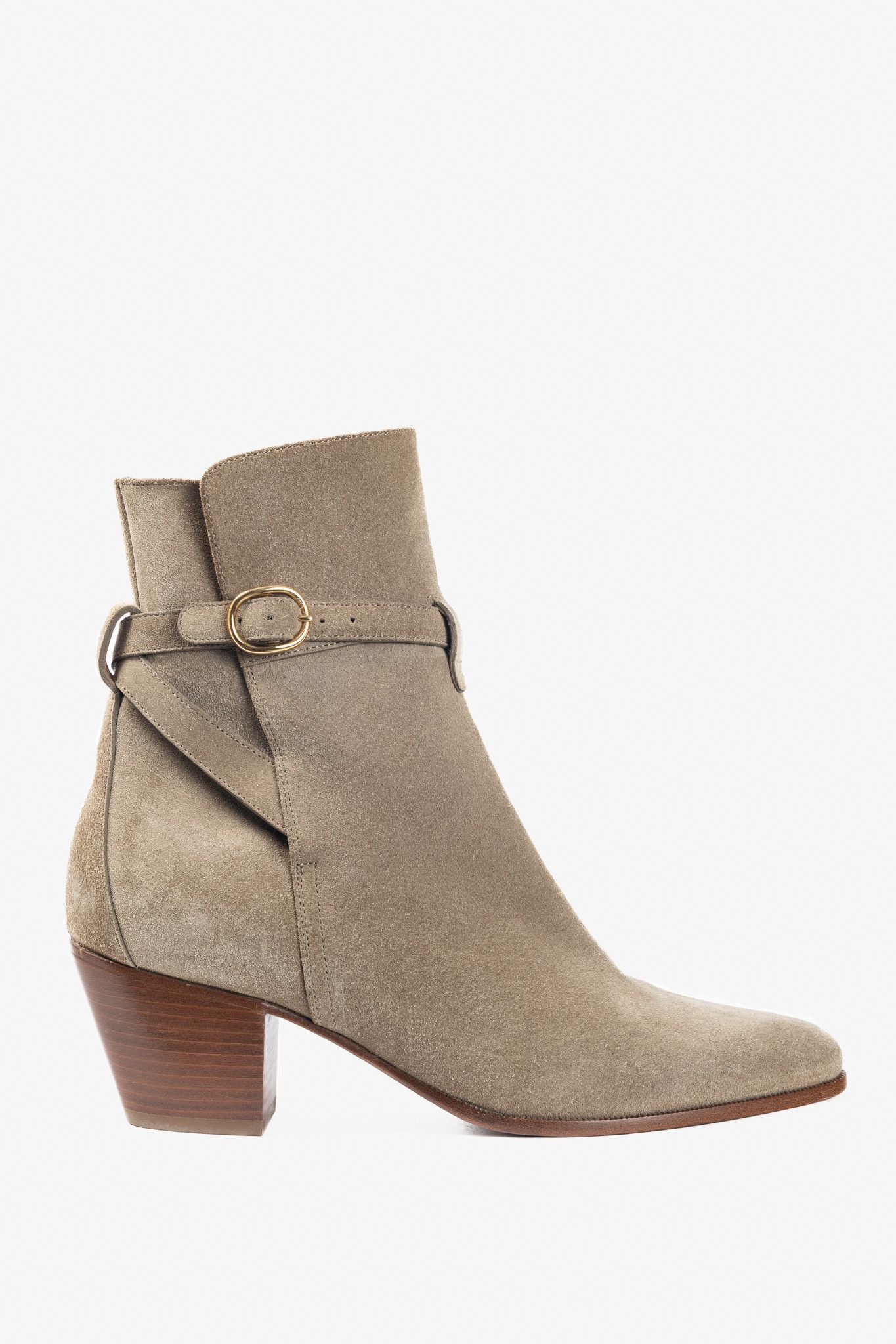 Celine Celine Beige Suede Wraparound Ankle Boots Size US 7.5 / IT 37.5 - 1 Thumbnail