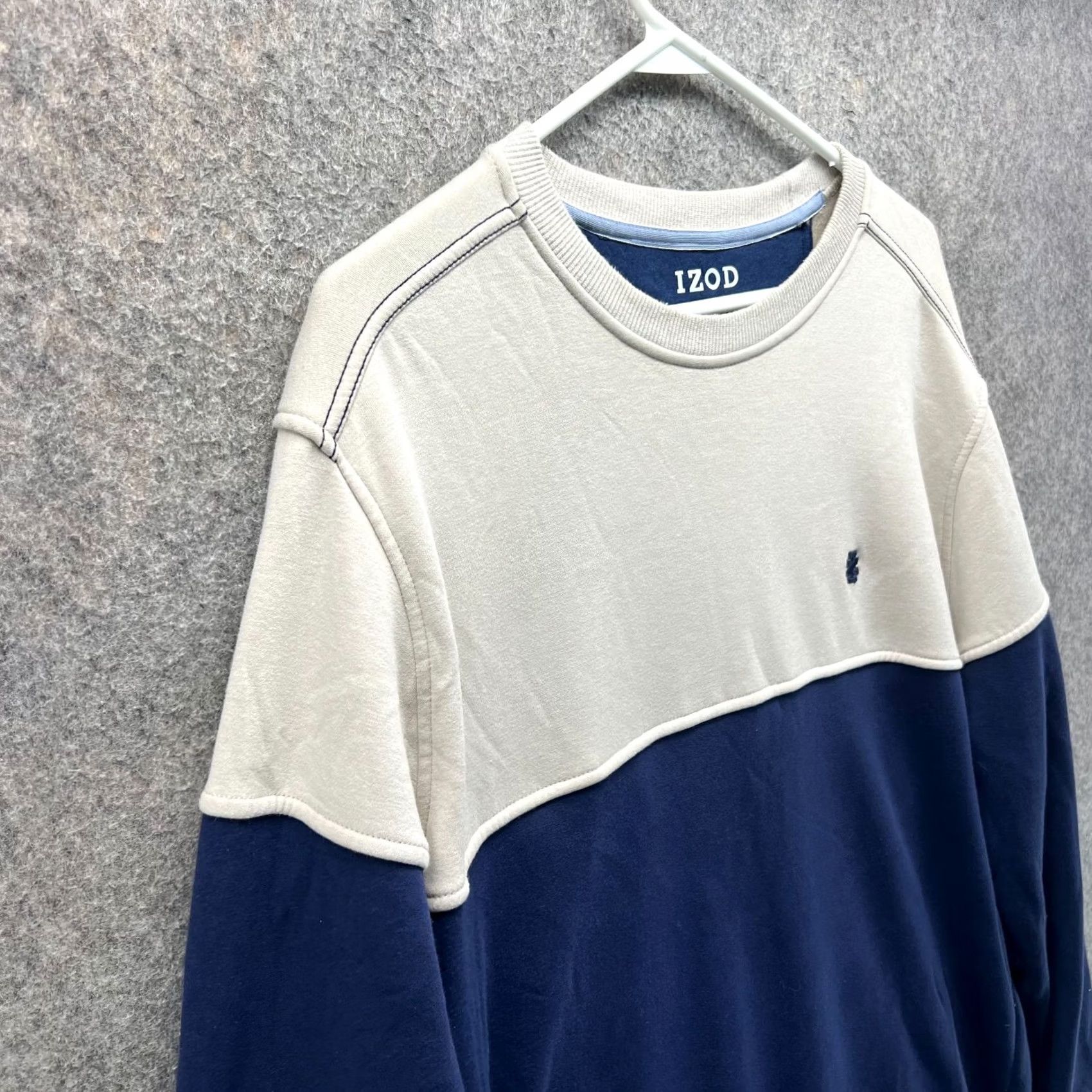 Izod VINTAGE IZOD Sweater Men Large Beige Blue Advantage Performance Stretch Pullover Fleece Size US L / EU 52-54 / 3 - 7 Thumbnail