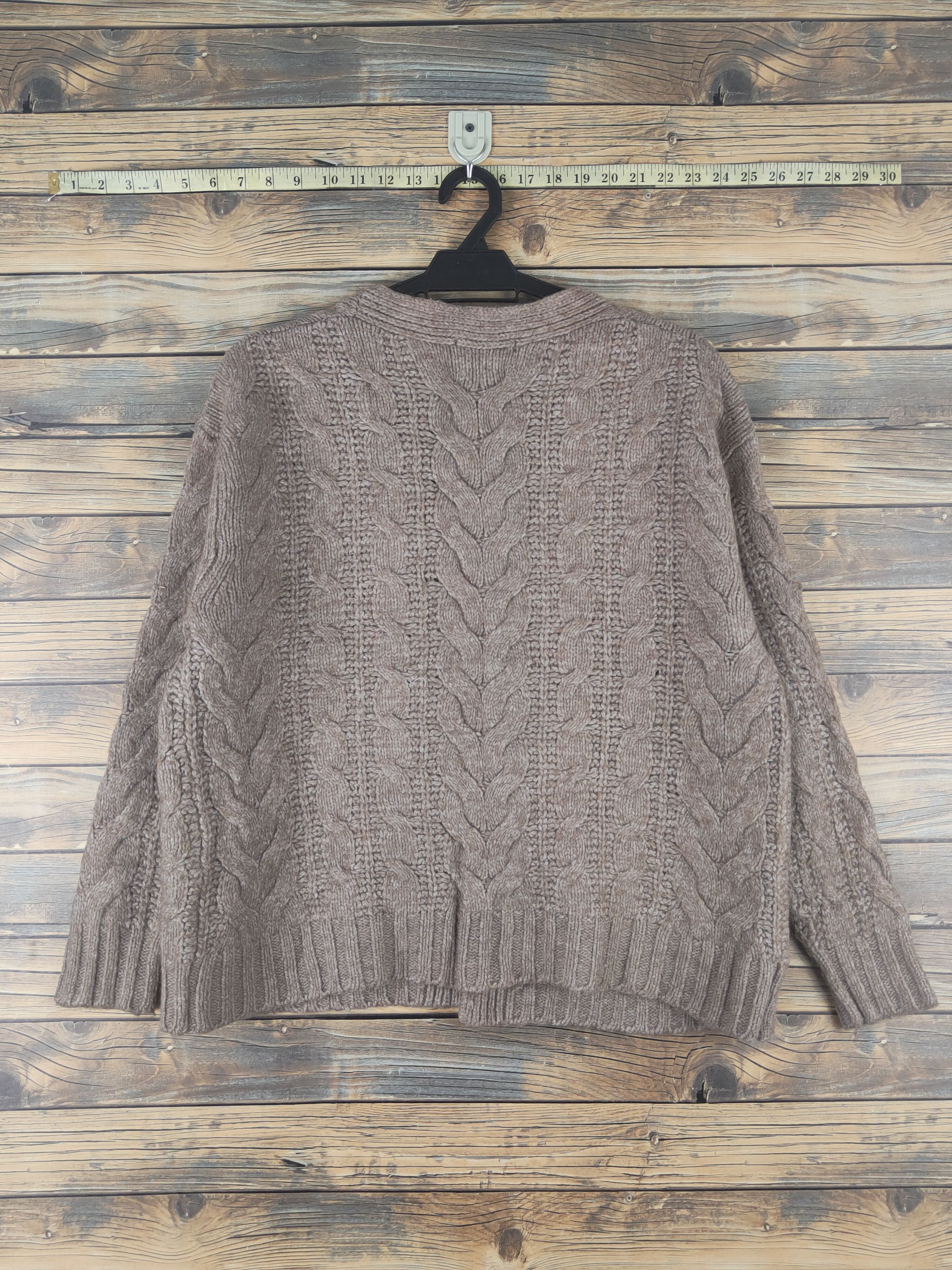 Aran Isles Knitwear × Japanese Brand Uniqlo Brown cable Knitwear Cardigan #W1214 Size M / US 6-8 / IT 42-44 - 7 Thumbnail
