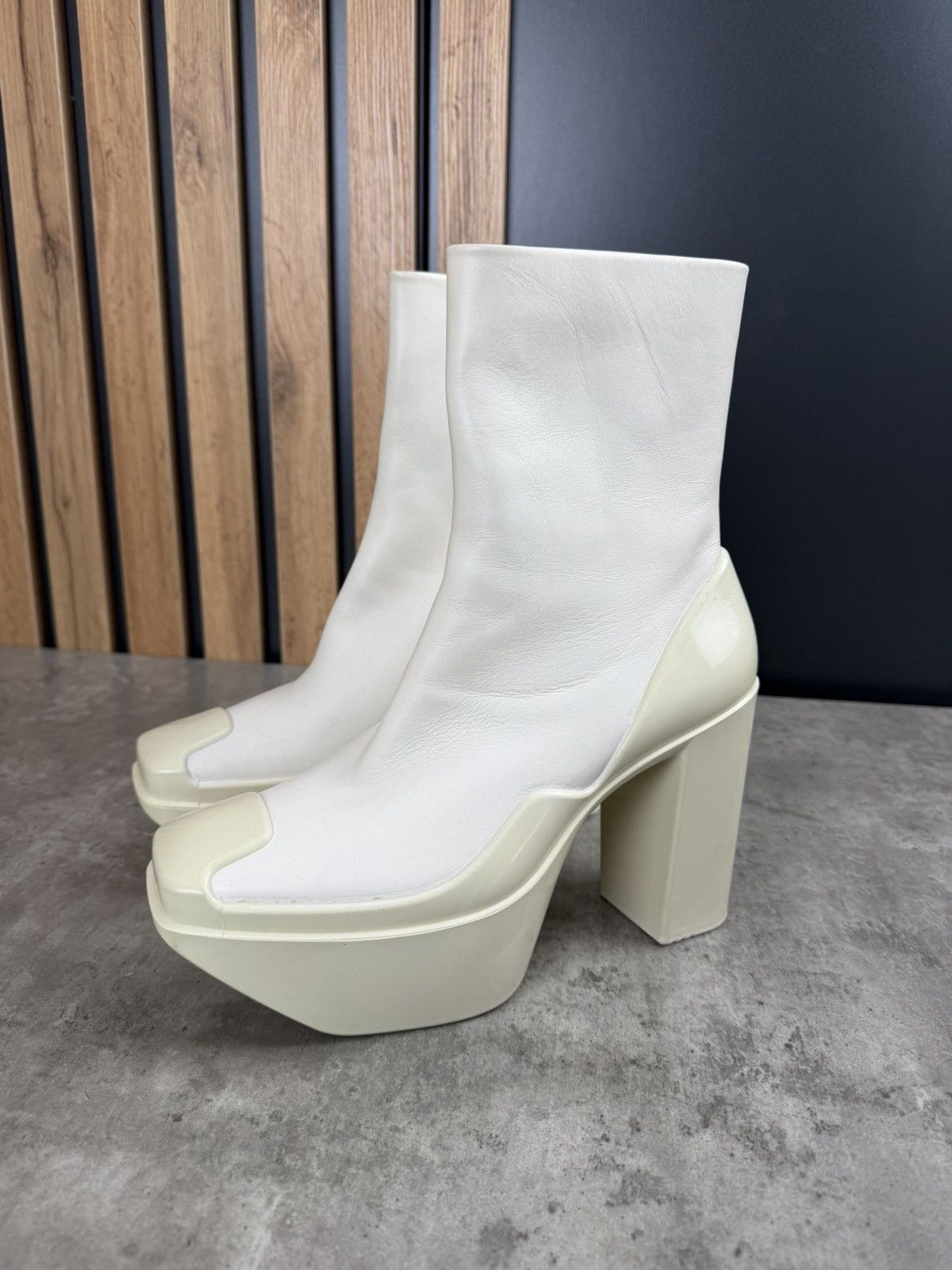 Peter Do at.kollektive x Peter Do Leather Platform Ankle Boots White Size US 10 / IT 40 - 5 Thumbnail