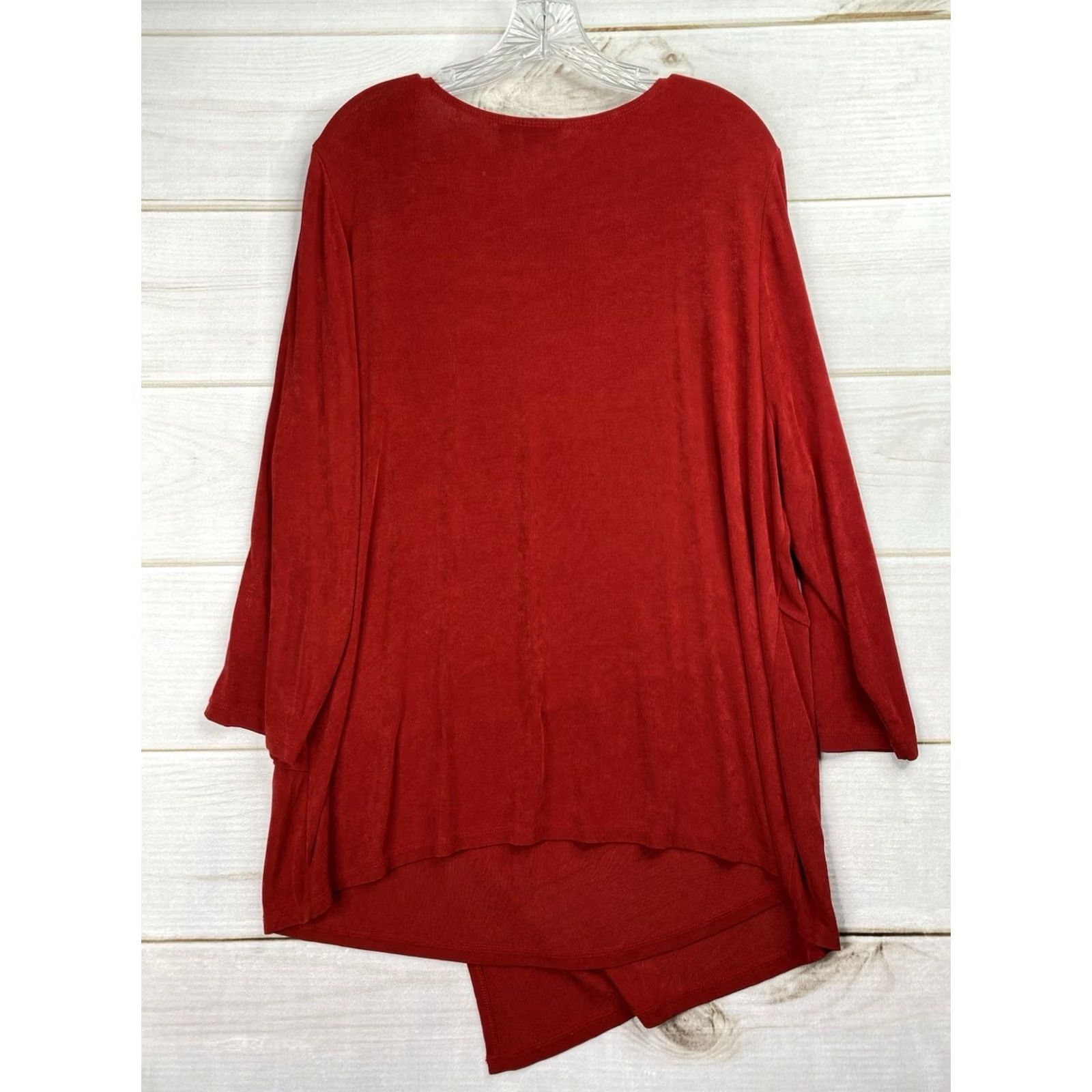 Vintage Chico's Tunic Shirt XL Red Long Sleeve Travel Knit Casual Scoop Neck - Regular Womens Size XL / US 12-14 / IT 48-50 - 5 Thumbnail