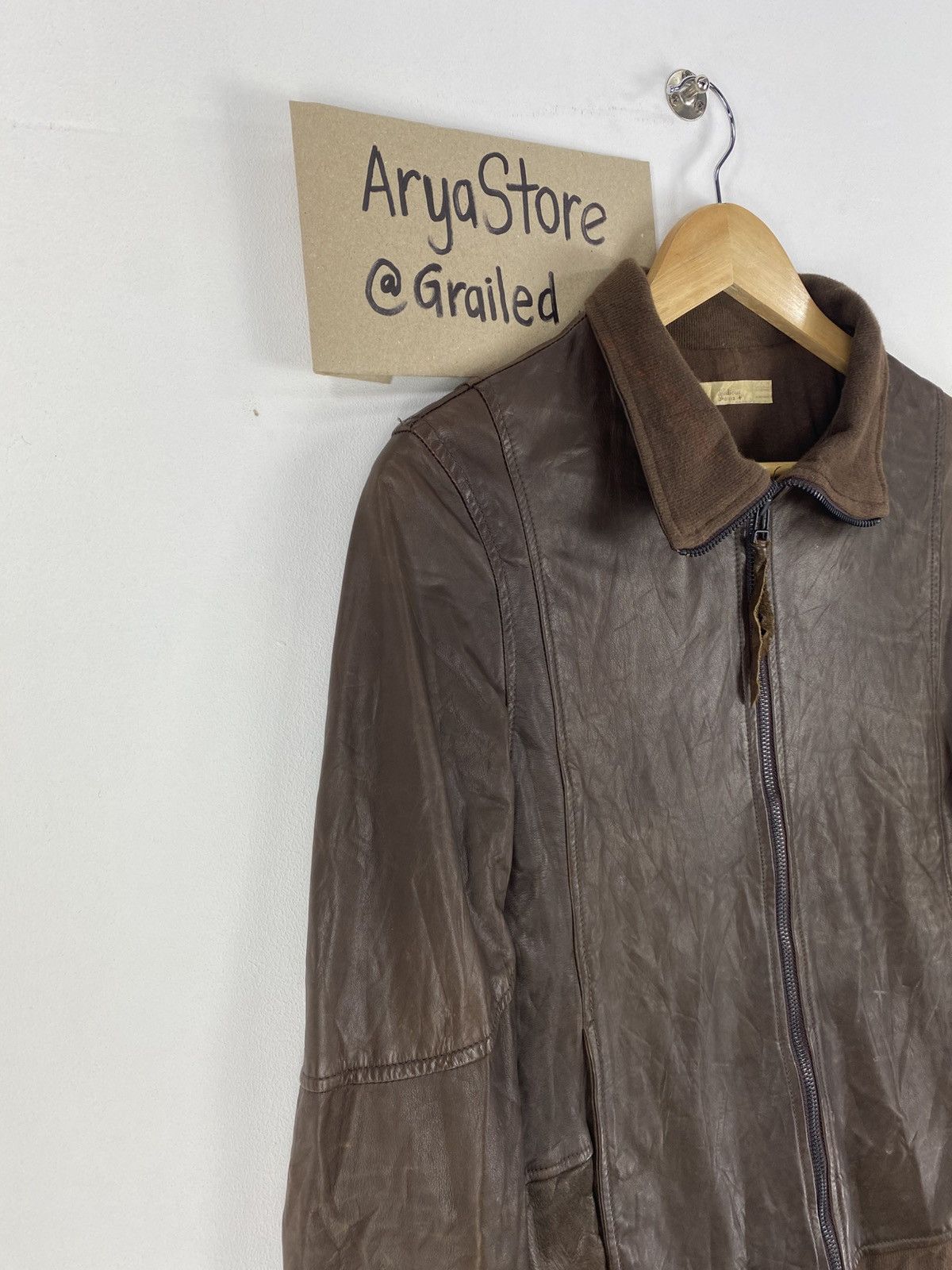 Japanese Brand Vintage 90’s Leather Zipper Jacket by Studious Shama Size US XXS / EU 40 - 2 Thumbnail