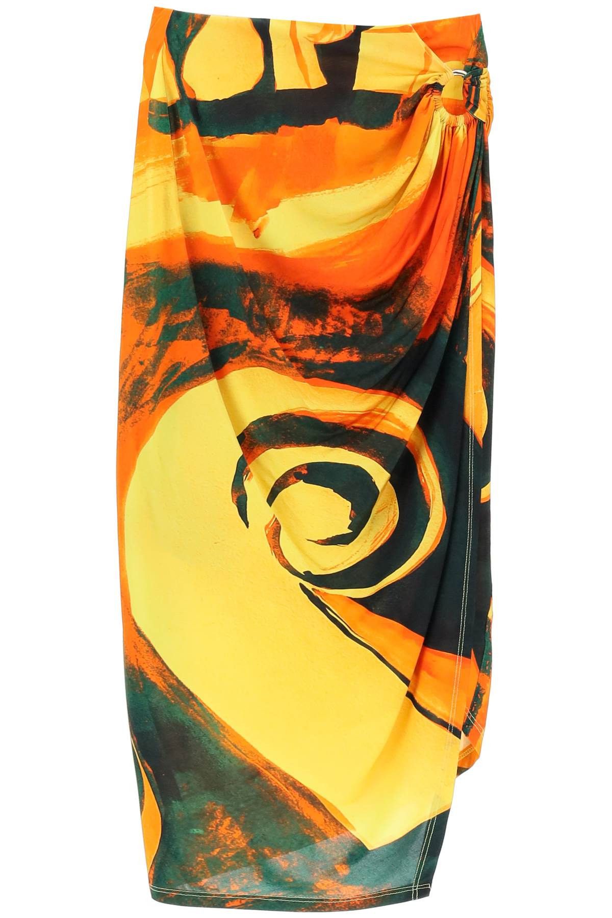 image of Louisa Ballou Coastline Midi Skirt in Arancio, Women's (Size 26)