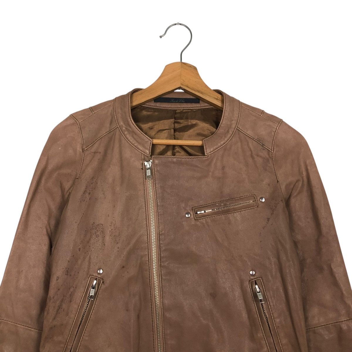 Japanese Brand 🔥CROPPED BIKER LEATHER JACKET RUE DE BLUE ISSEY MIYAKE Size US S / EU 44-46 / 1 - 5 Thumbnail