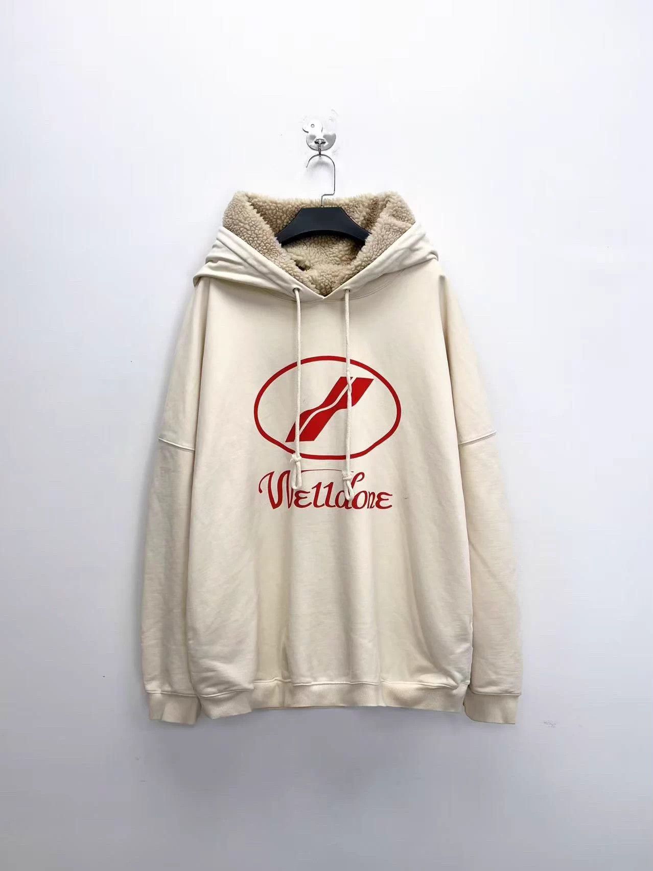 WE11DONE WE11DONE beige big logo teddy brim oversized hoodie Size US S / EU 44-46 / 1 - 1 Thumbnail