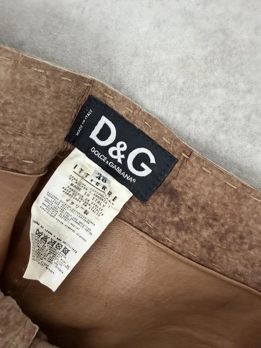 Dolce & Gabbana 2000s Dolce & Gabbana Brown Eroded Leather Pants Size US 31 - 11 Thumbnail