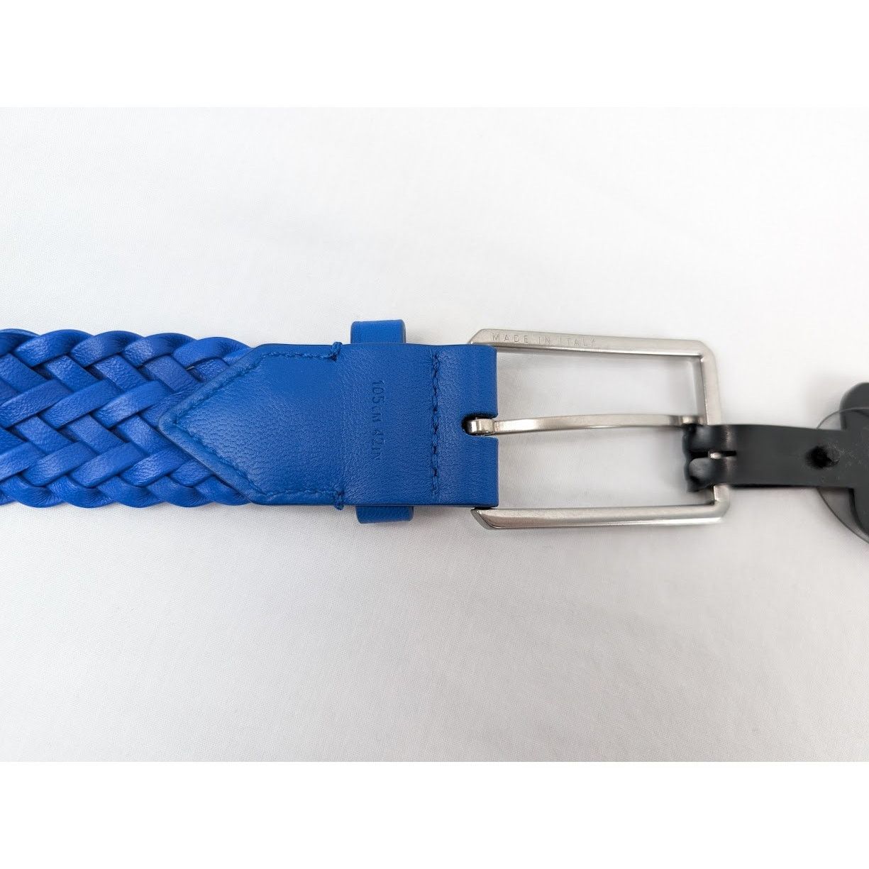 Bottega Veneta o1rshd1 Size: 105 / Nappa Woven Chevron Belt in Blue Size 40 - 6 Thumbnail