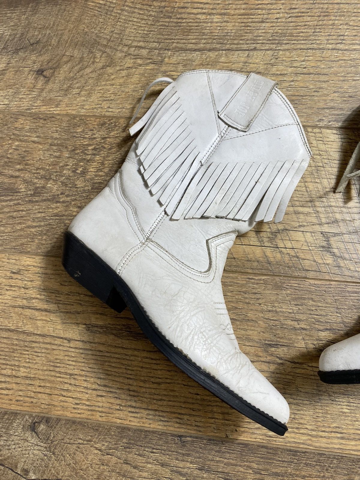 Leather Vintage Billy Joe White Leather Fringe Cowboy Boots Spain Size US 6 / IT 36 - 4 Thumbnail