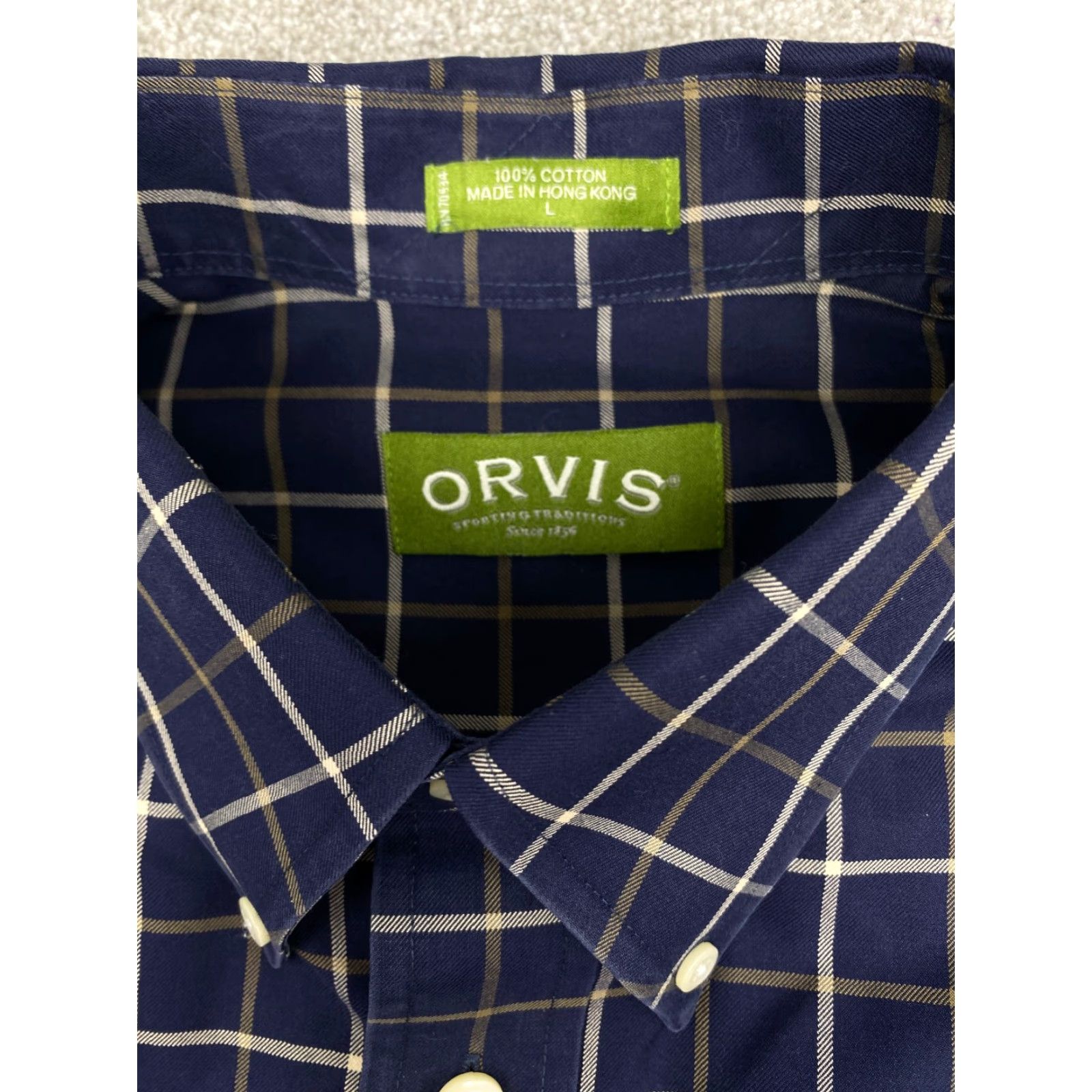 Orvis VINTAGE Orvis 77C9 Long Sleeve Button Up Men's Large Blue Check Shirt 100% Cotton 6612 Size US L / EU 52-54 / 3 - 5 Thumbnail