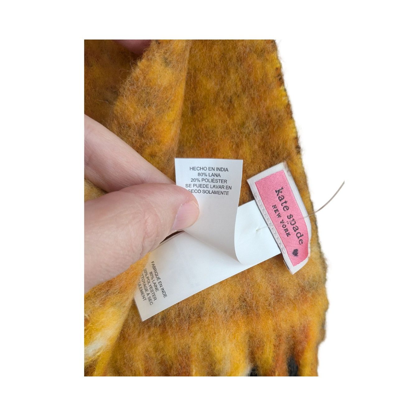 Kate Spade Kate Spade fiesta plaid scarf saffron yellow brushed fringe Size ONE SIZE - 3 Thumbnail