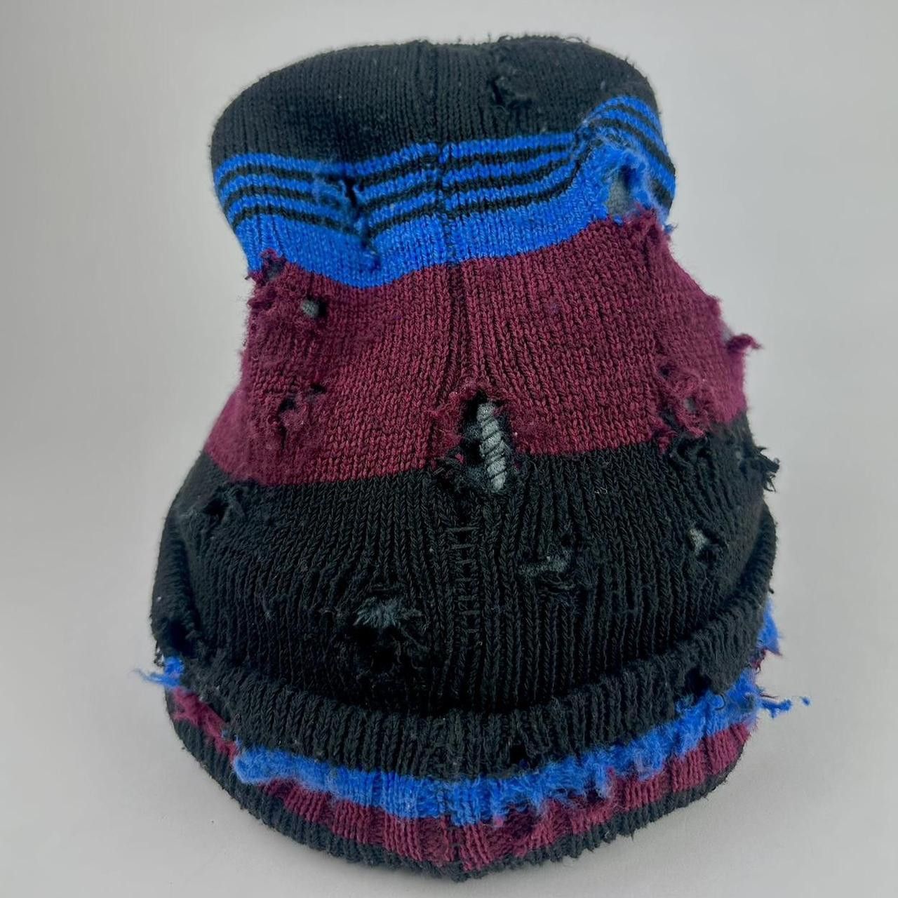 Other ASTROBOI* Burgundy/Black/Blue Striped Grunge Beanie Size ONE SIZE - 3 Thumbnail