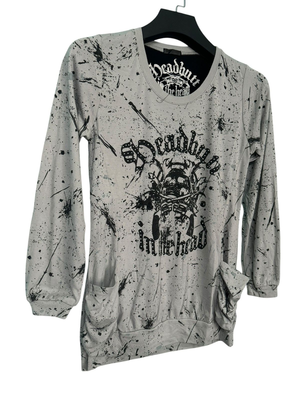 If Six Was Nine 💥RARE PUNK DESIGN DEADBUTT IN THE HEAD SKULL SPLASH ART Size L / US 10 / IT 46 - 3 Thumbnail