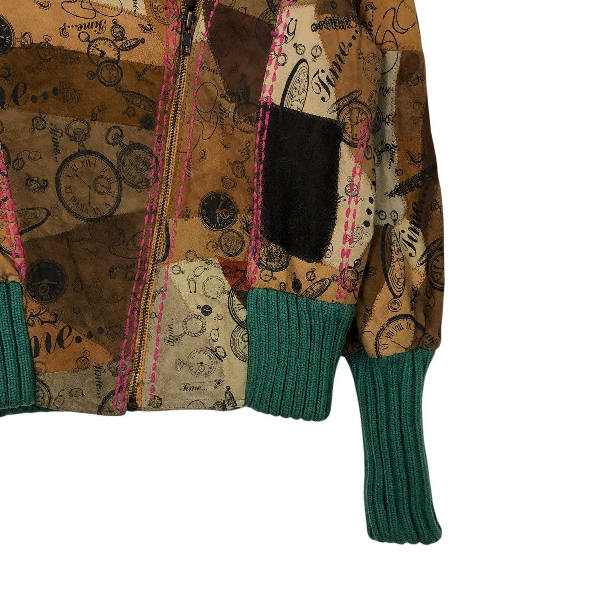 Japanese Brand 🔥VINTAGE LEATHER JACKET DOUBLE COLLAR FULL PRINT FLOWER Size S / US 4 / IT 40 - 5 Thumbnail