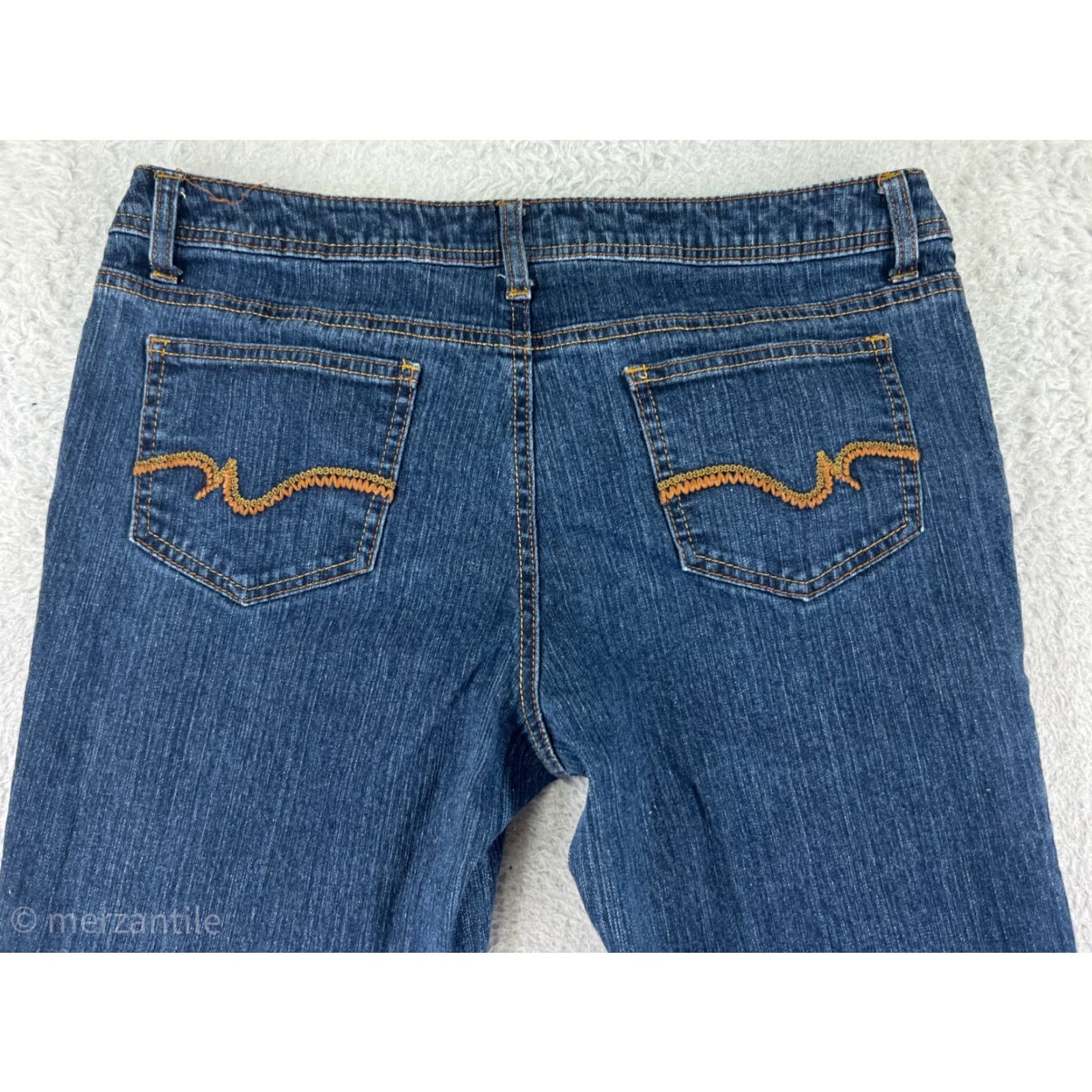 Denime SO Brand Women's Flared Jeans Pants Medium Wash Blue Cotton Denim 2010s Retro Relaxed Fit Size 34" / US 12 / IT 48 - 4 Thumbnail